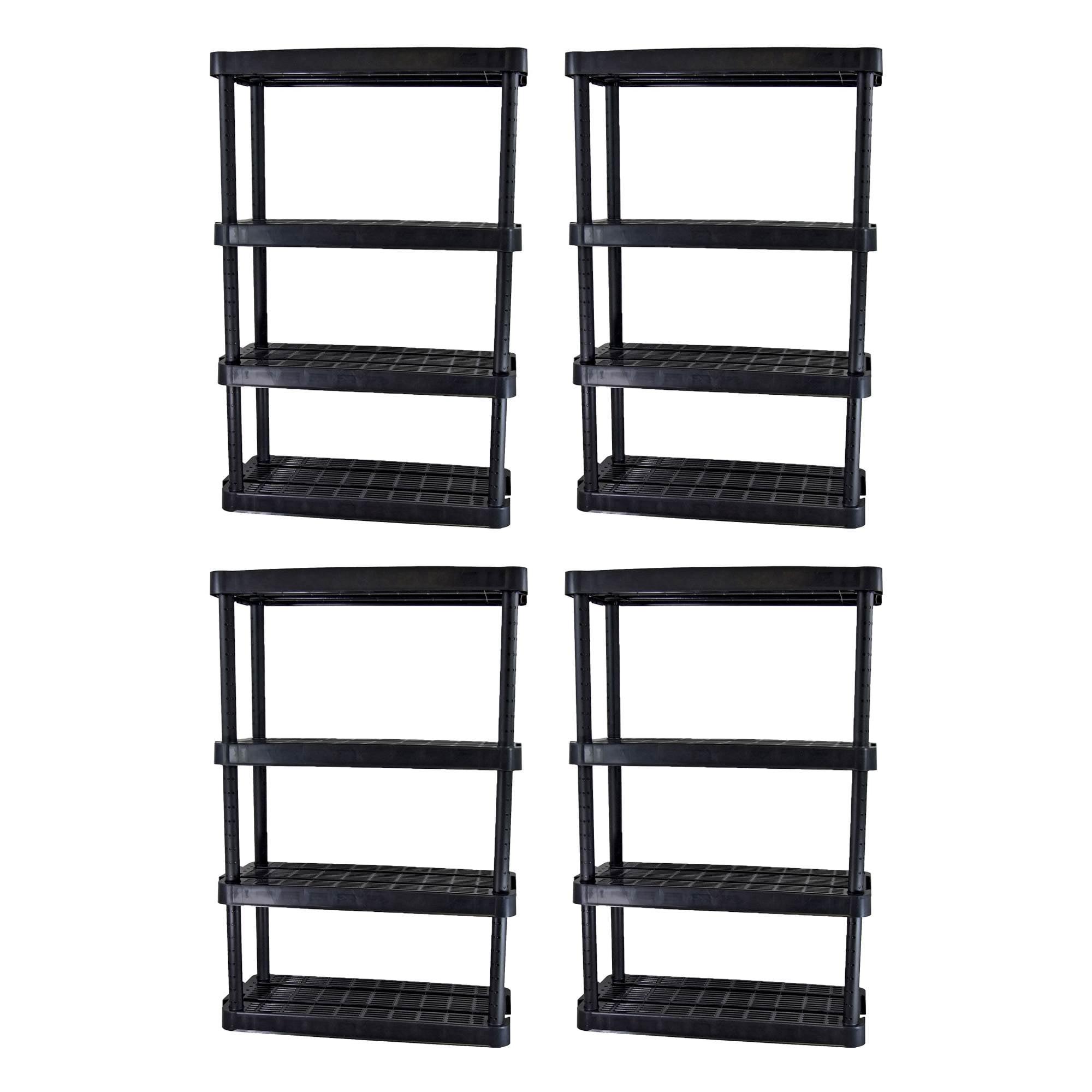 Sleek Black Adjustable 4-Tier Medium Duty Ventilated Shelving Unit