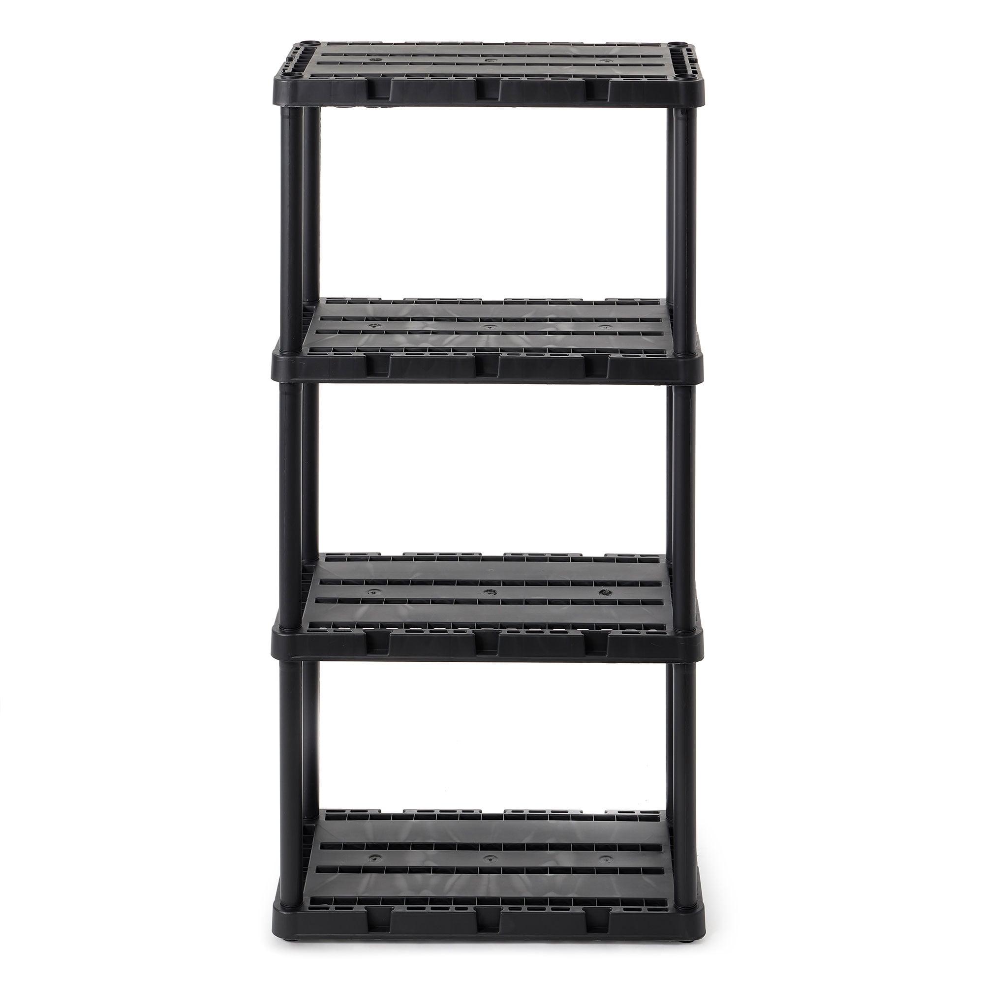 Versatile 24'' Black Plastic 4-Shelf Storage Organizer