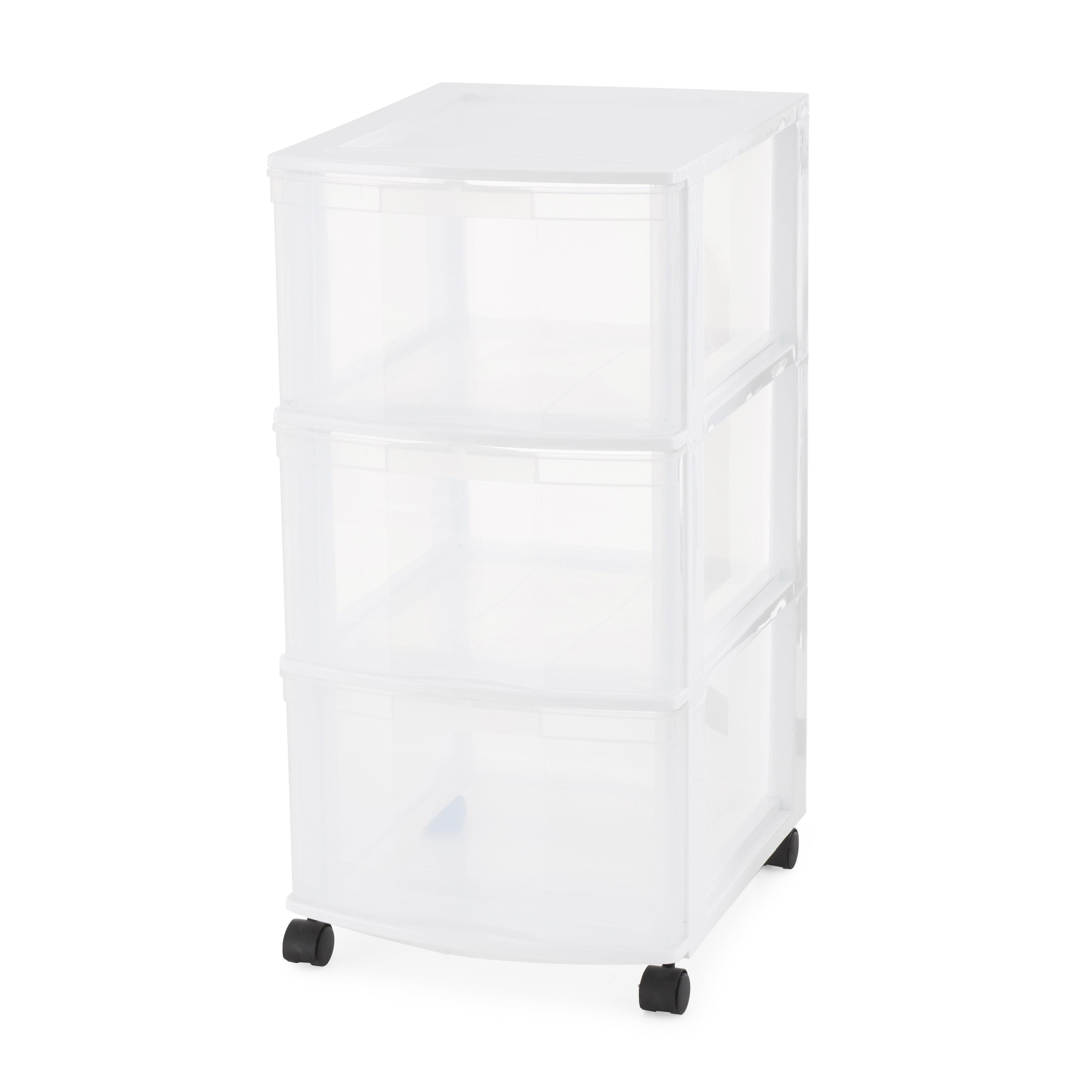 Gracious Living 3-Drawer Organizer Cart, Plastic Drawer Storage for Home or Office, White