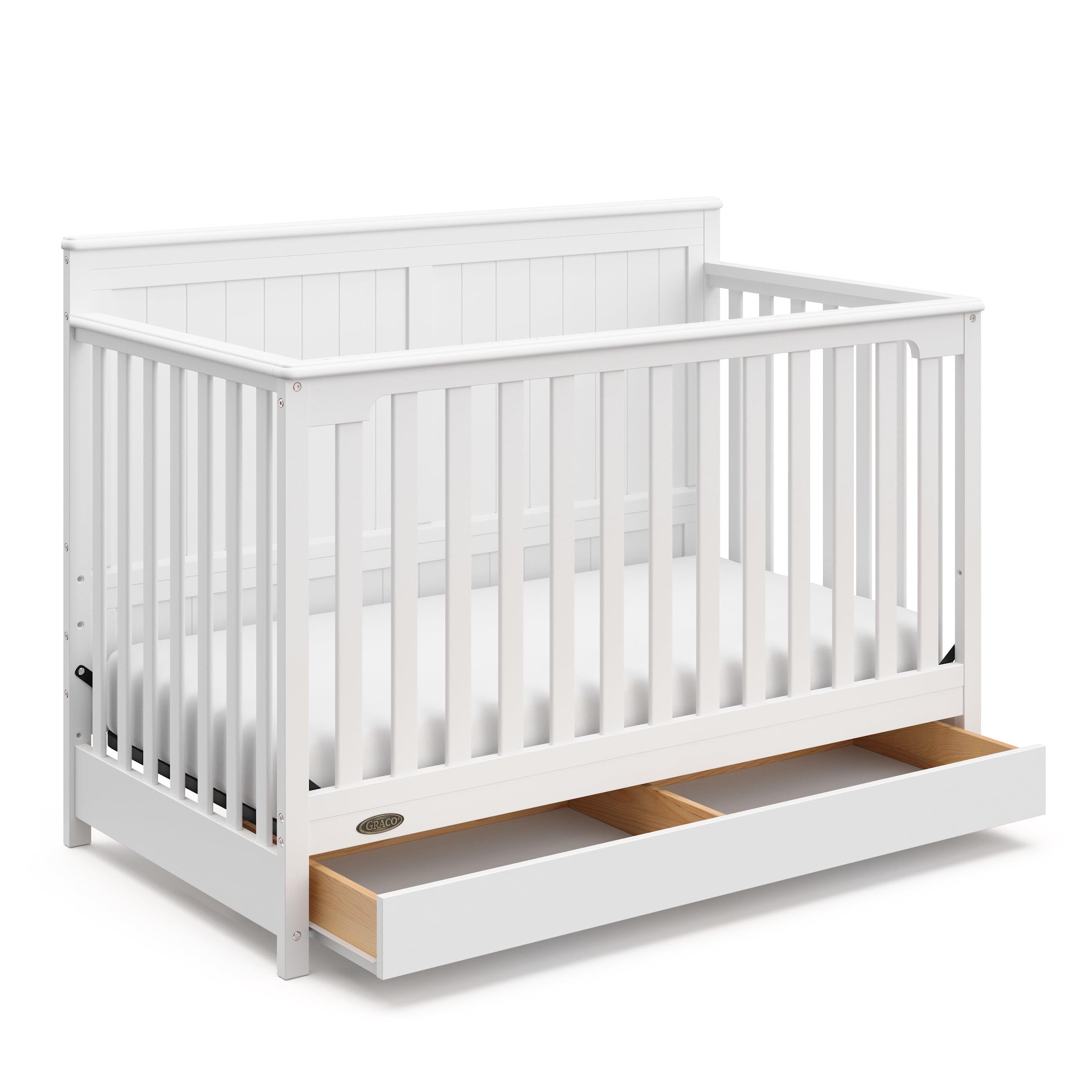 White 5-in-1 Convertible Crib with Storage Drawer