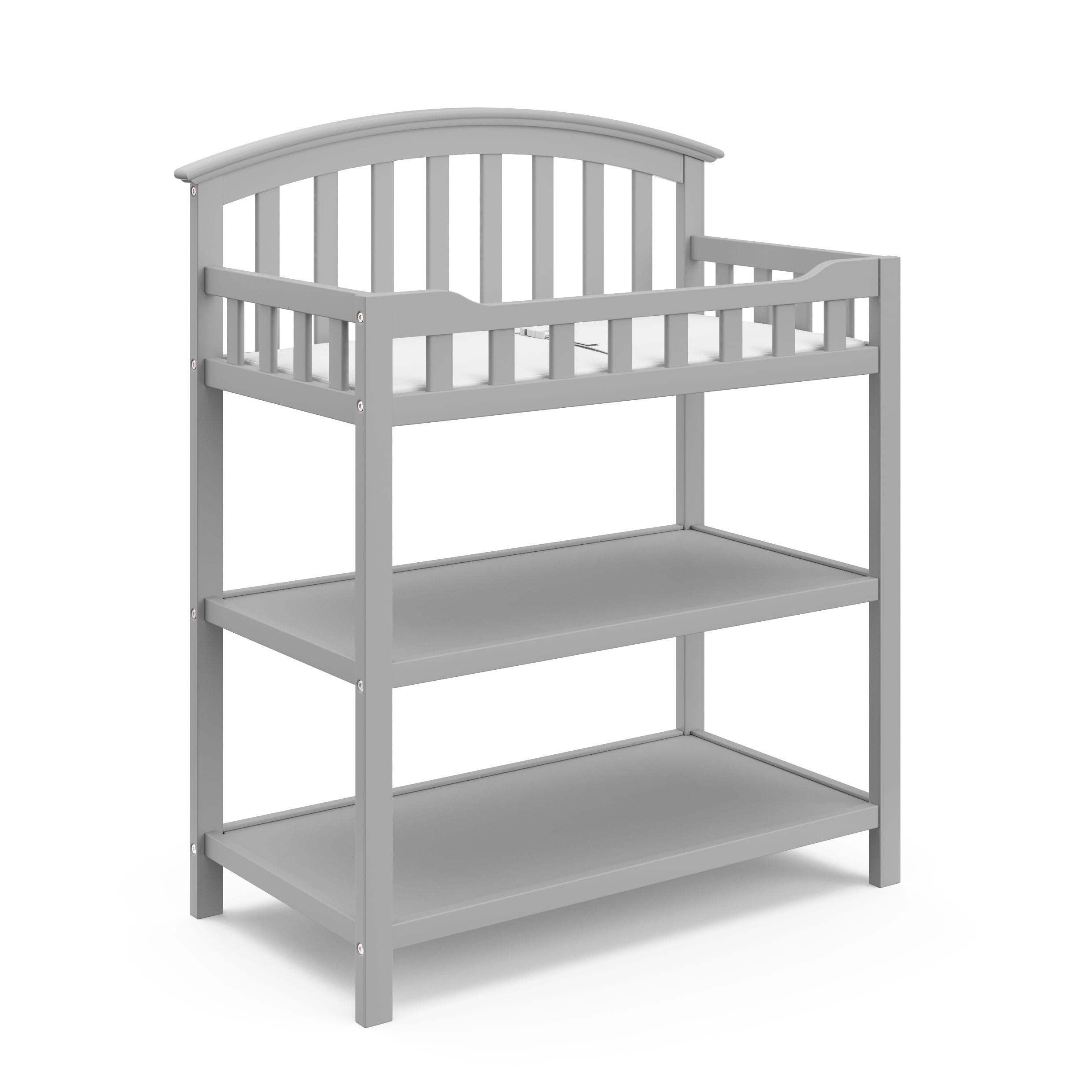 Graco Infant Wood Changing Table with Changing Pad, Pebble Gray