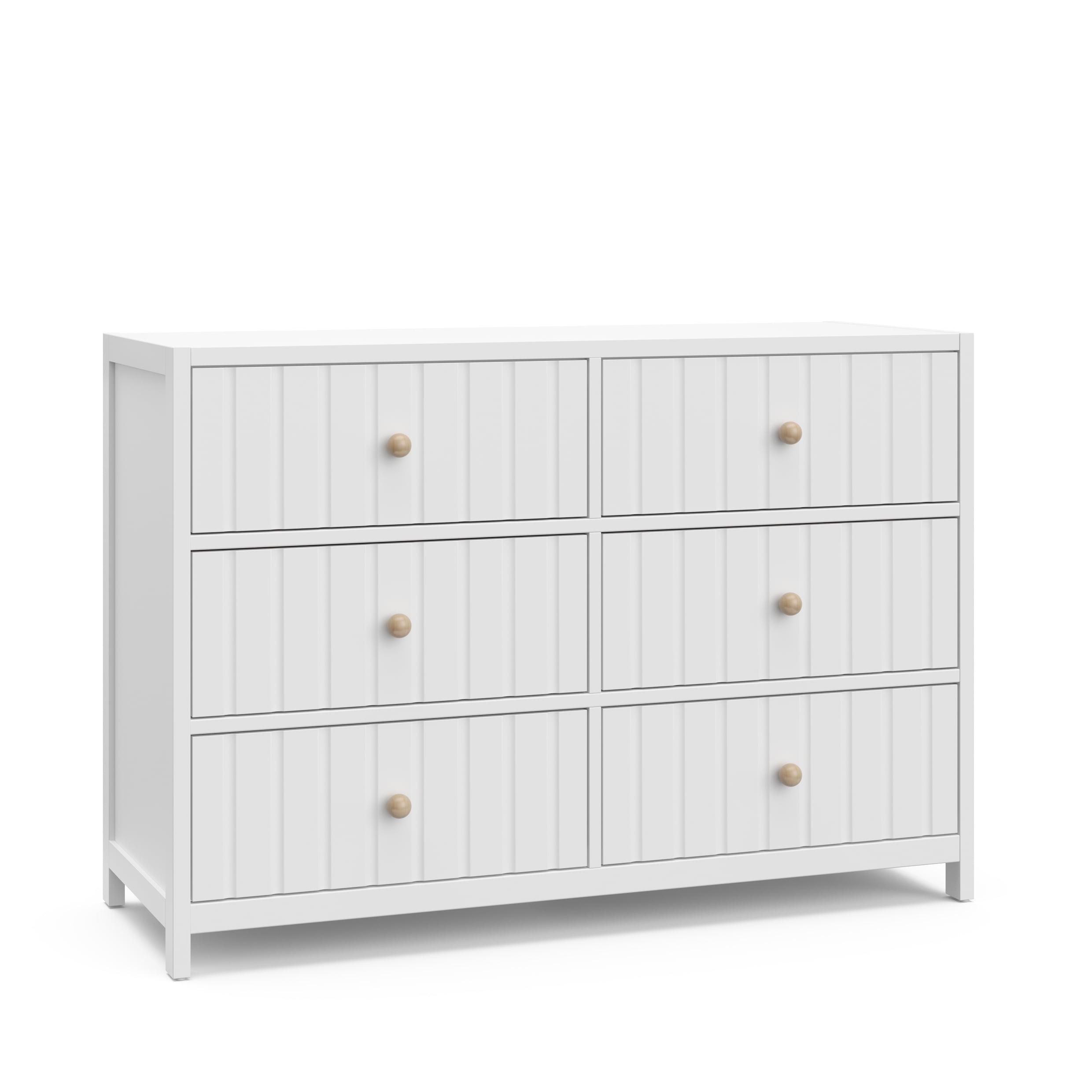 White Wood 6-Drawer Double Nursery Dresser