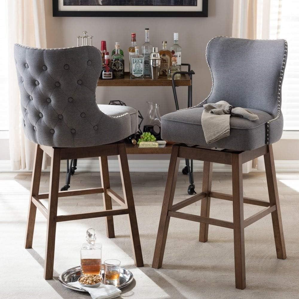 Gradisca Modern And Contemporary Wood Finishing Upholstered Barstools Set Of 2 - Baxton Studio