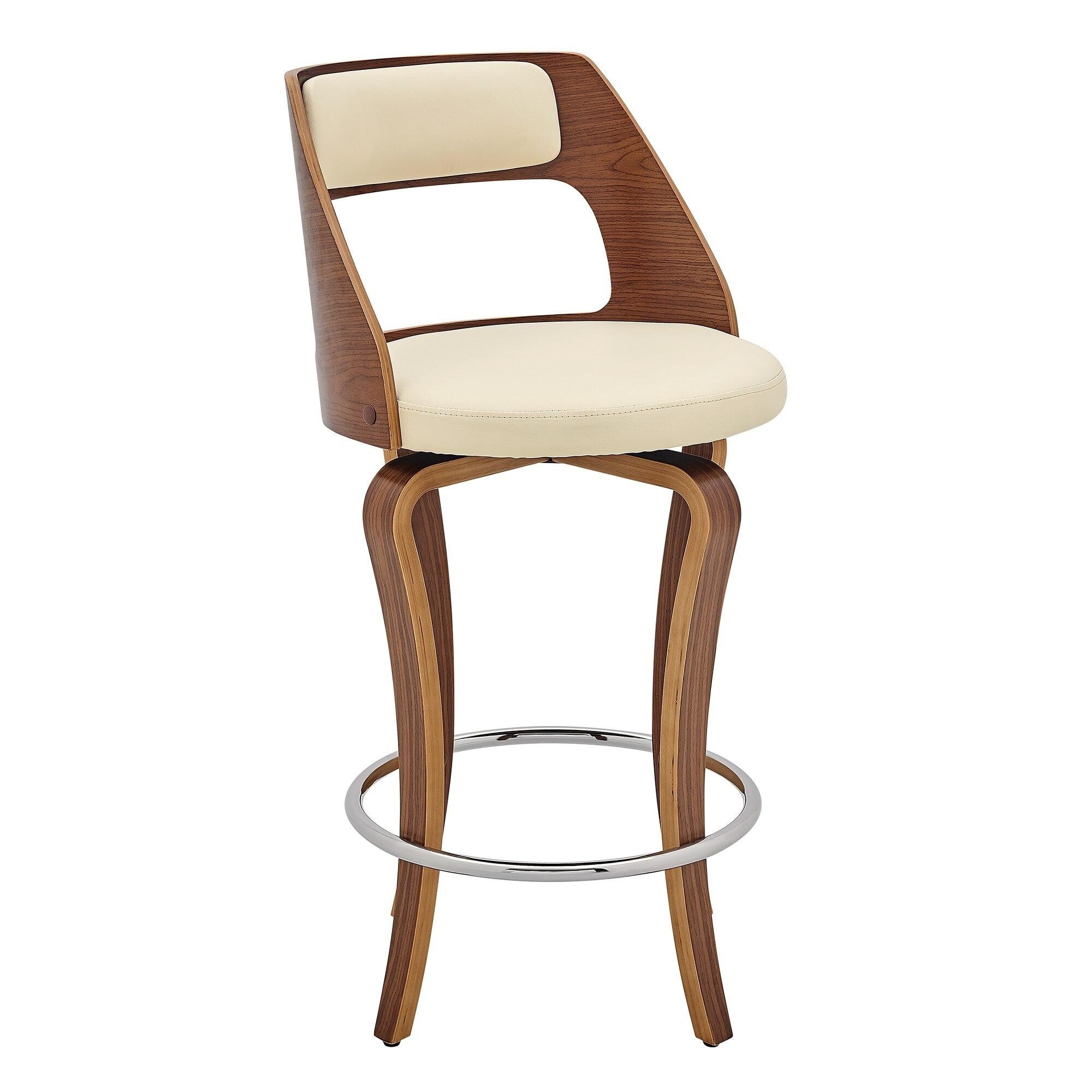 Adjustable Brown Wood and Metal Swivel Bar Stool