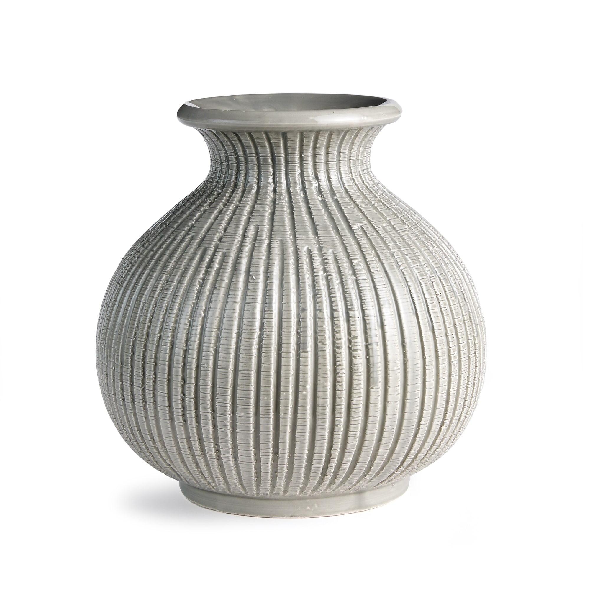 Tuscan Ribbed Ceramic Petite Vase 10"