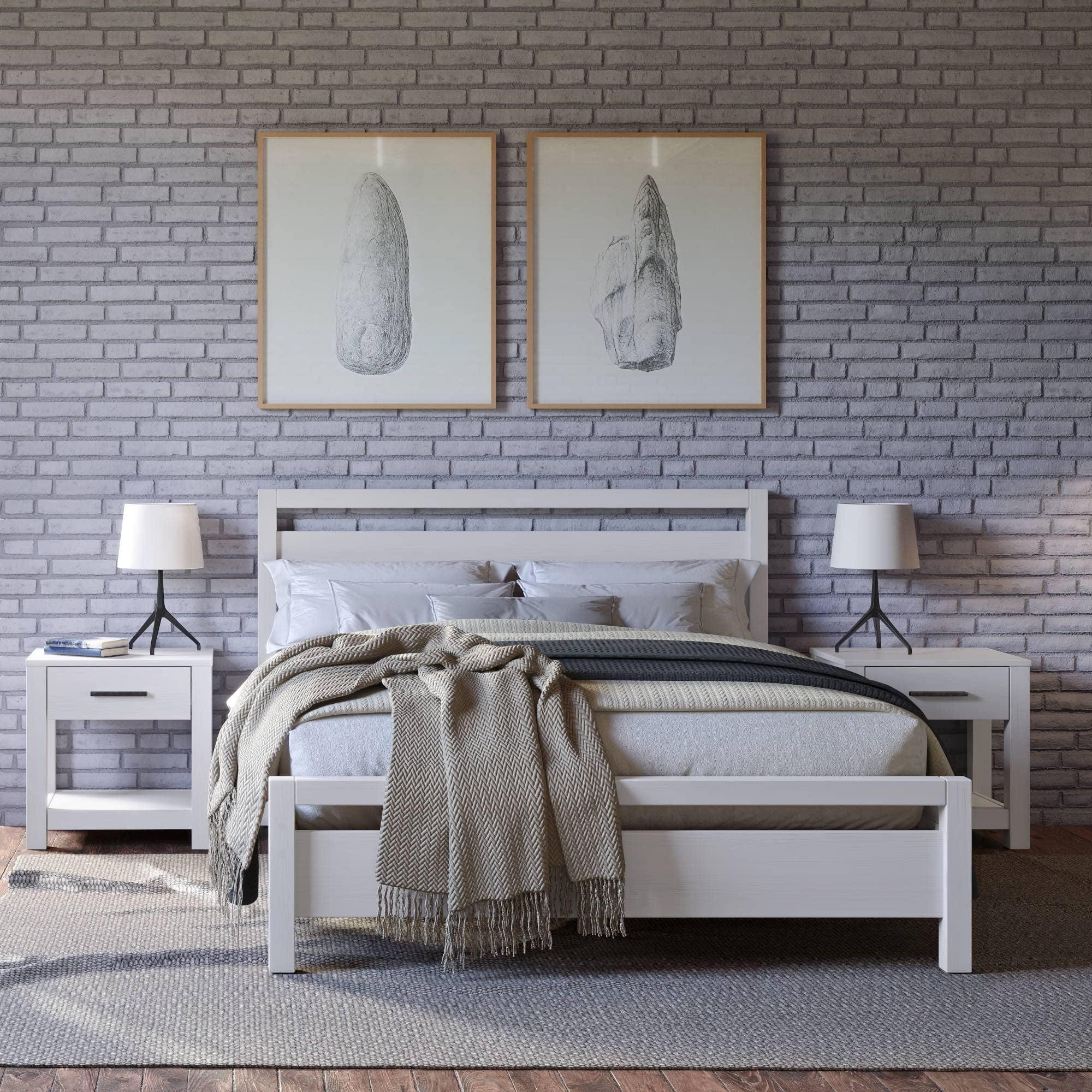 Loft Solid Wood Panel Bed