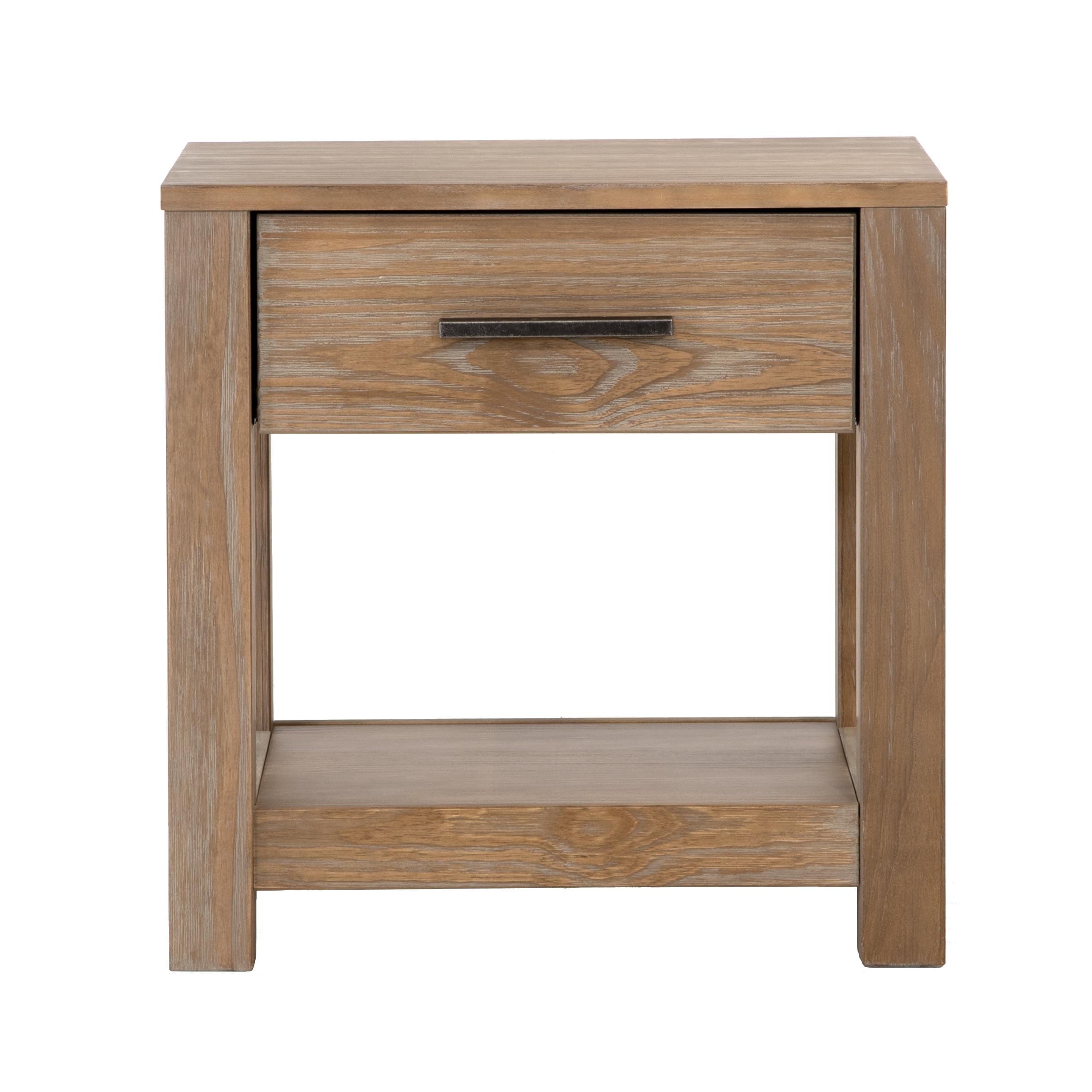 Weathered Pine Solid Wood 1-Drawer Nightstand