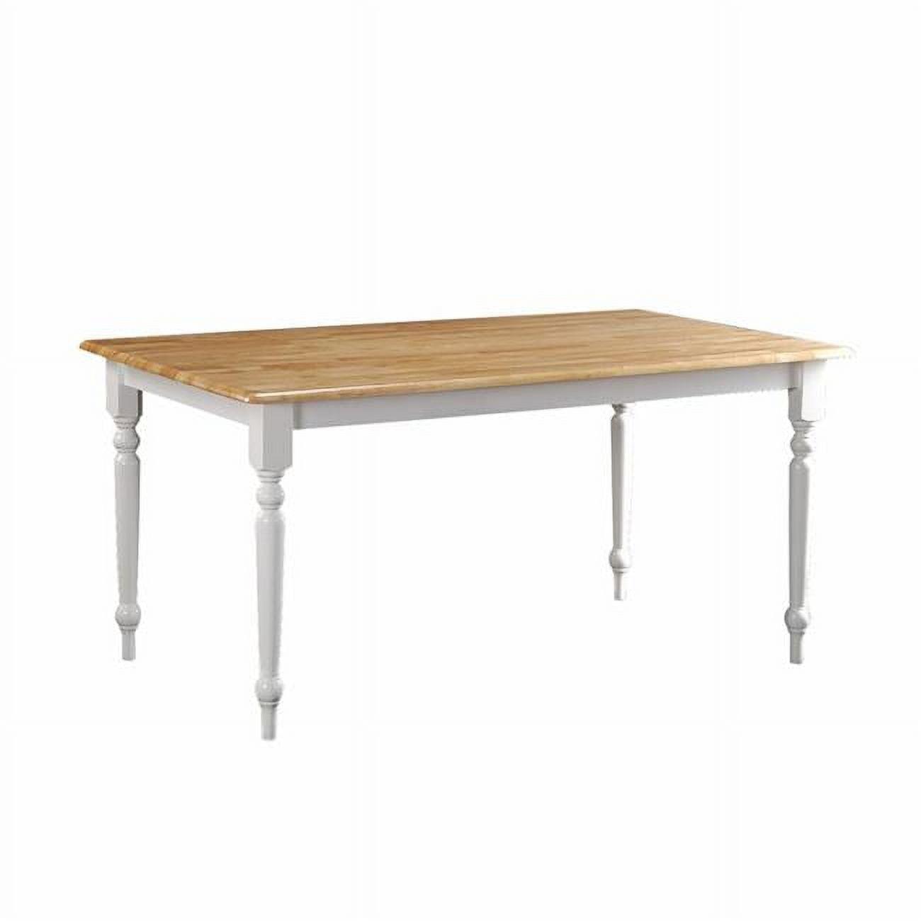 Grained Rectangular Wooden Dining Table with Turned Legs - Brown & White