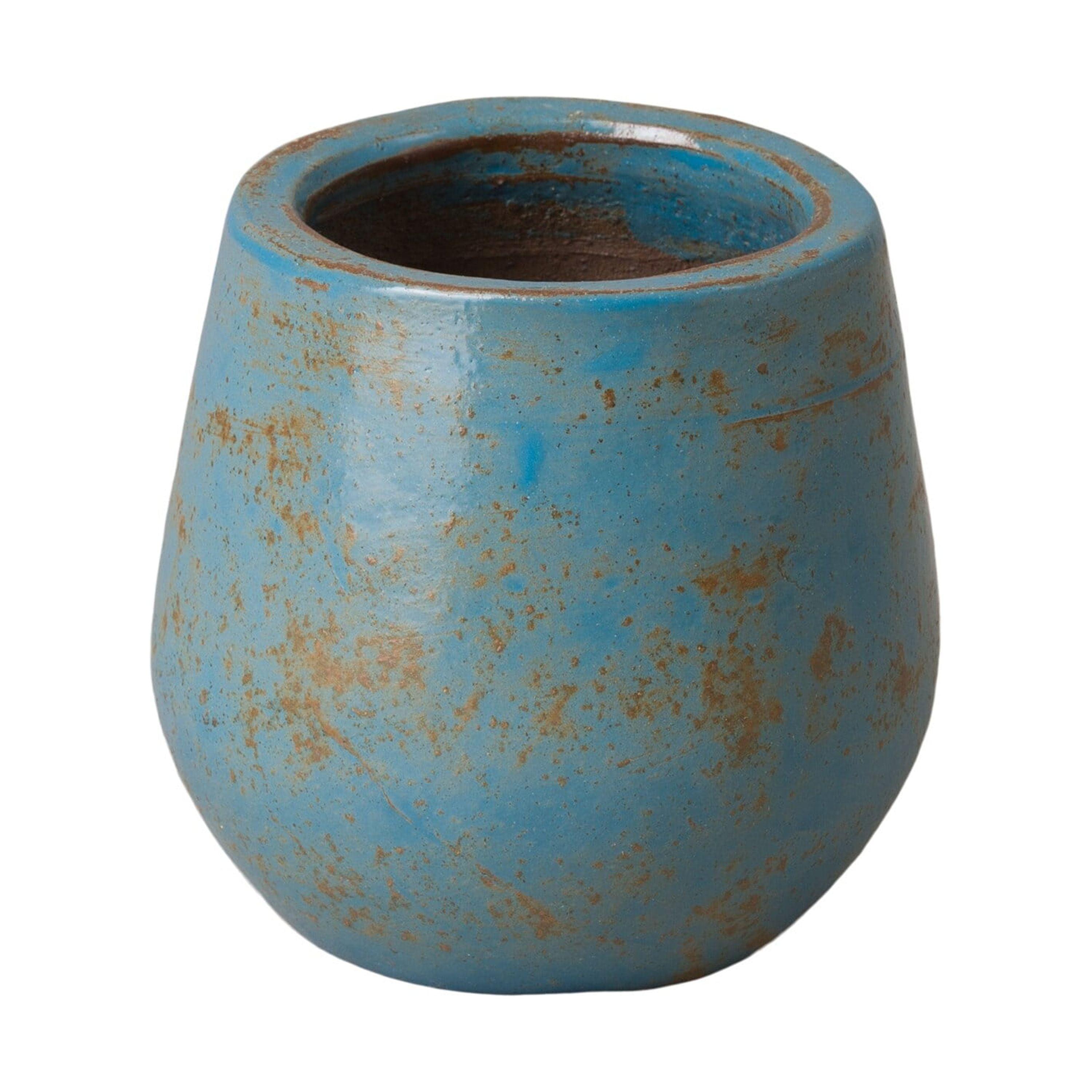 Classic Turquoise Wash 9" Ceramic Round Planter