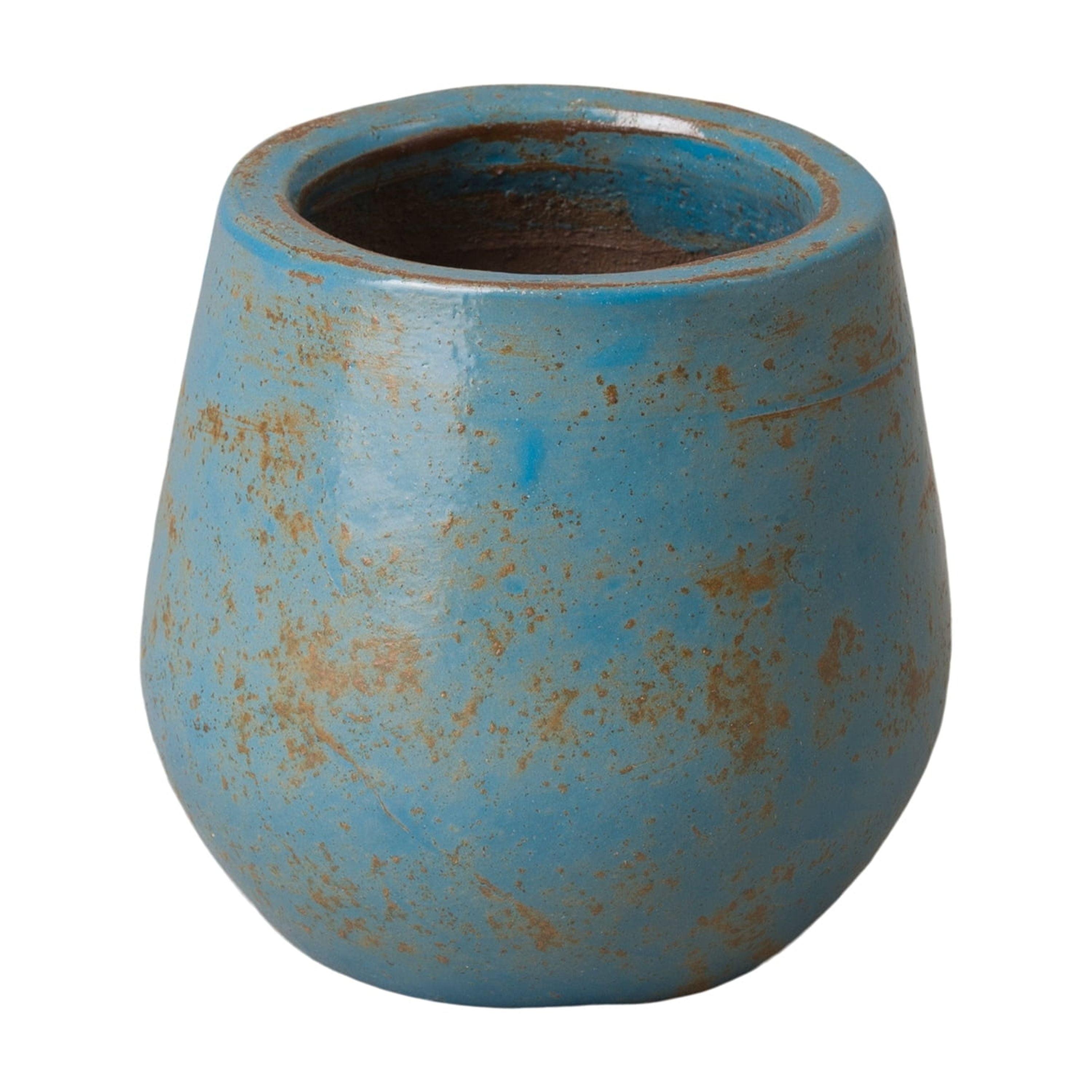 Classic Turquoise Wash 9" Ceramic Round Planter