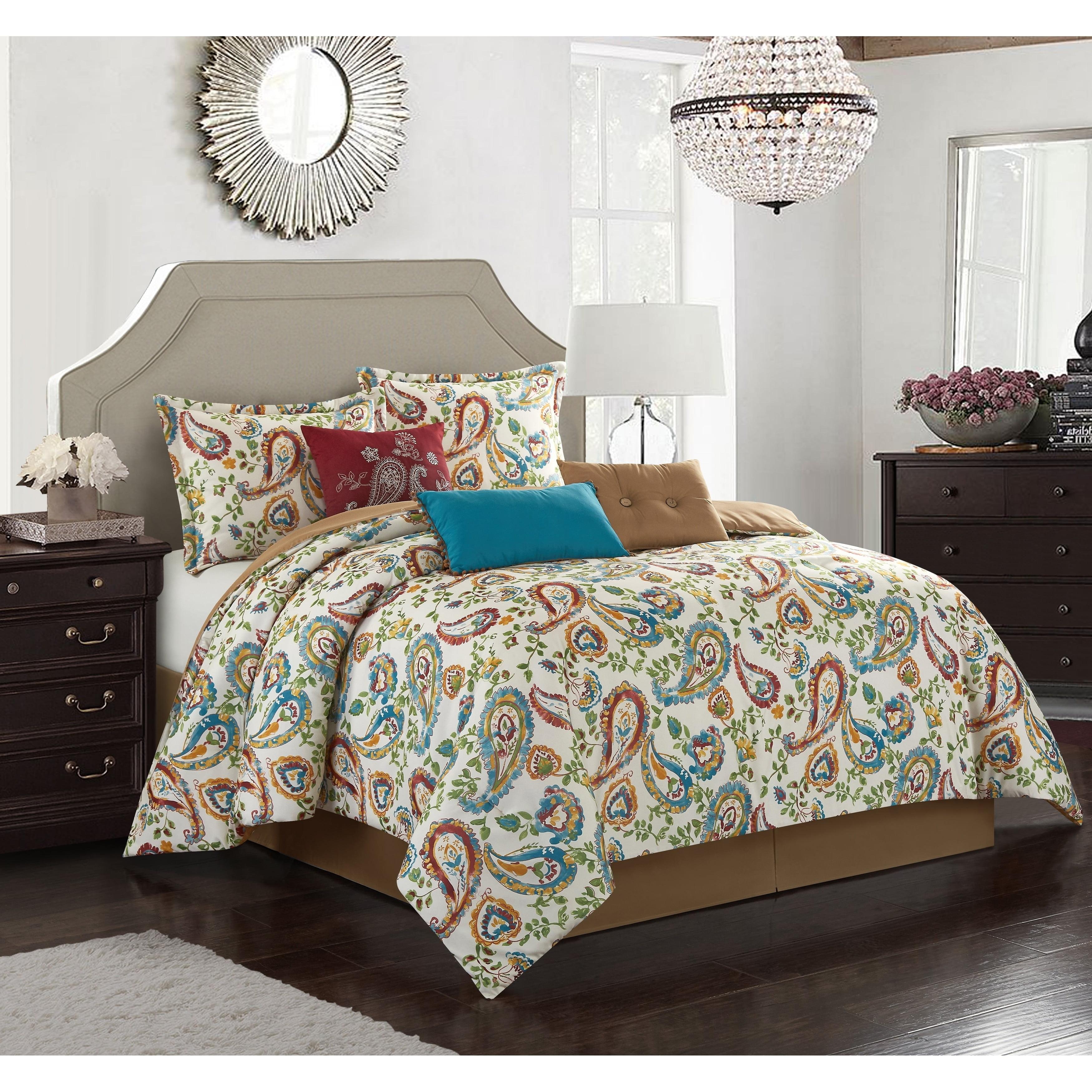 Autumn Paisley Microfiber Traditional 7 Piece Comforter Set