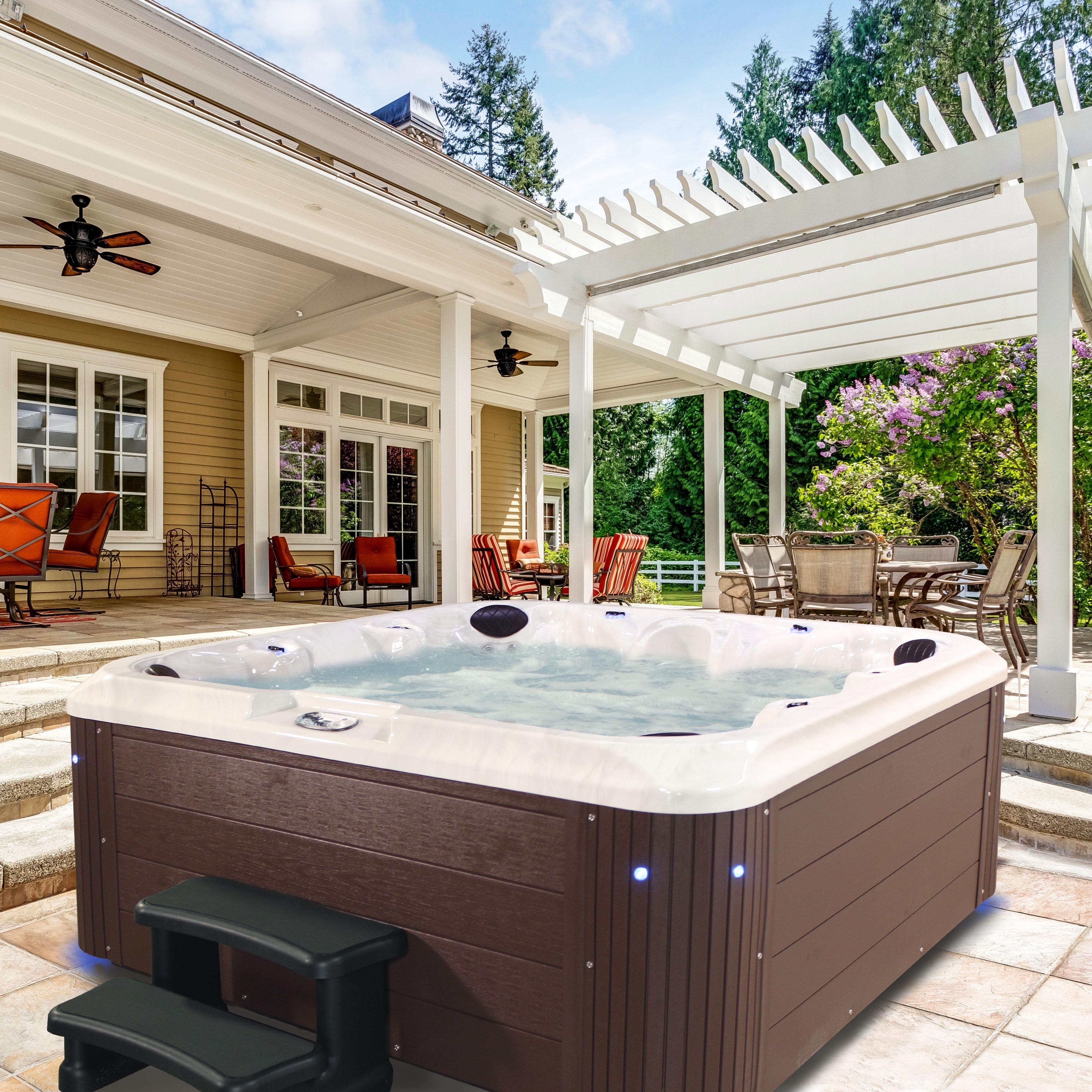 Grand Banks 6-Person Espresso Acrylic Hot Tub with LED Lighting