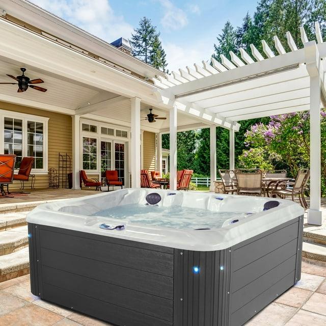 Aqualife® by Strong Spas® Grand Banks™ 5-Person 81-Jet Acrylic Lounger Hot Tub Spa, Stainless Steel Heater and Ozonator, Multi Color LED Lighting, Insulated Cover Included