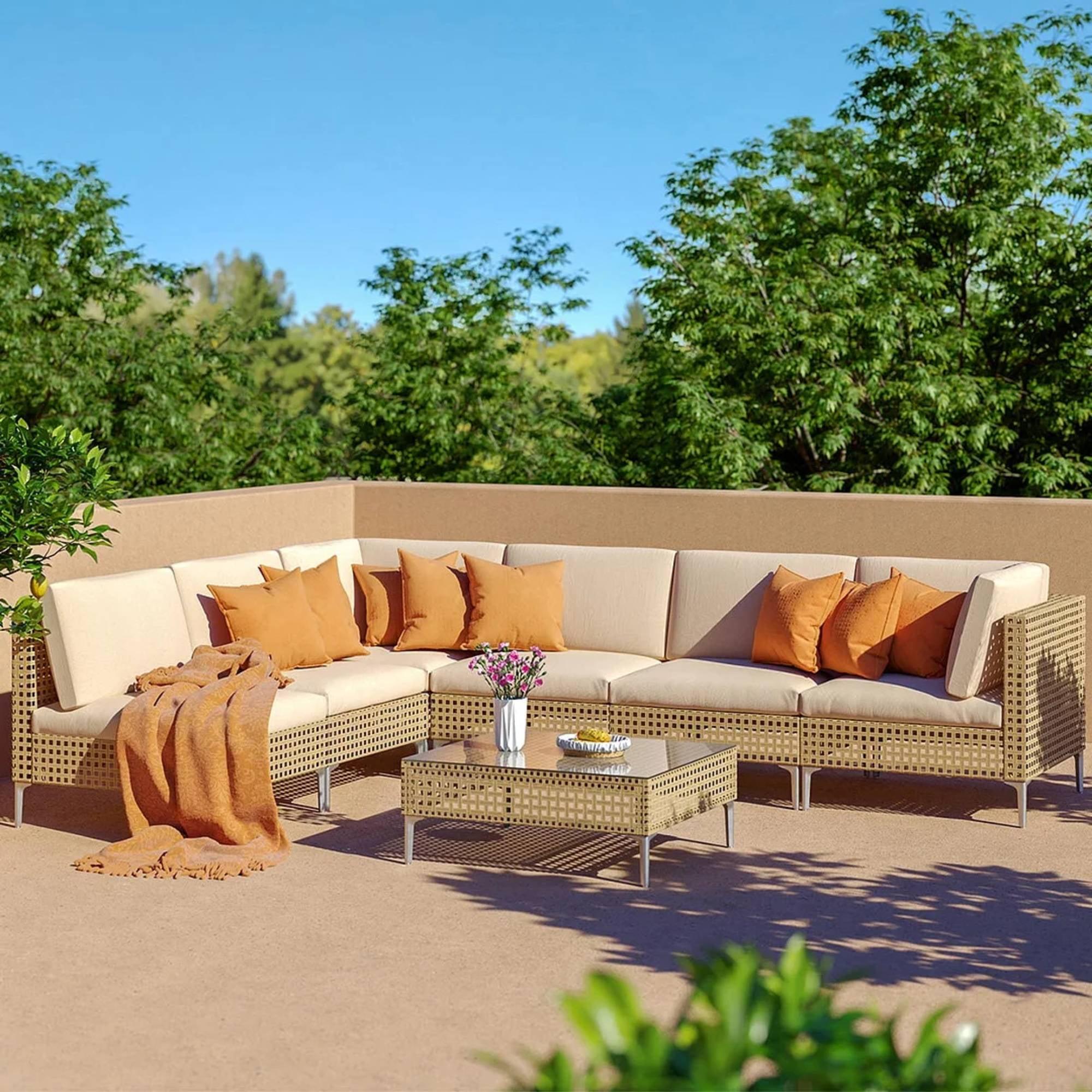 GRANDPATIO 7-Piece Wicker Patio Furniture Set