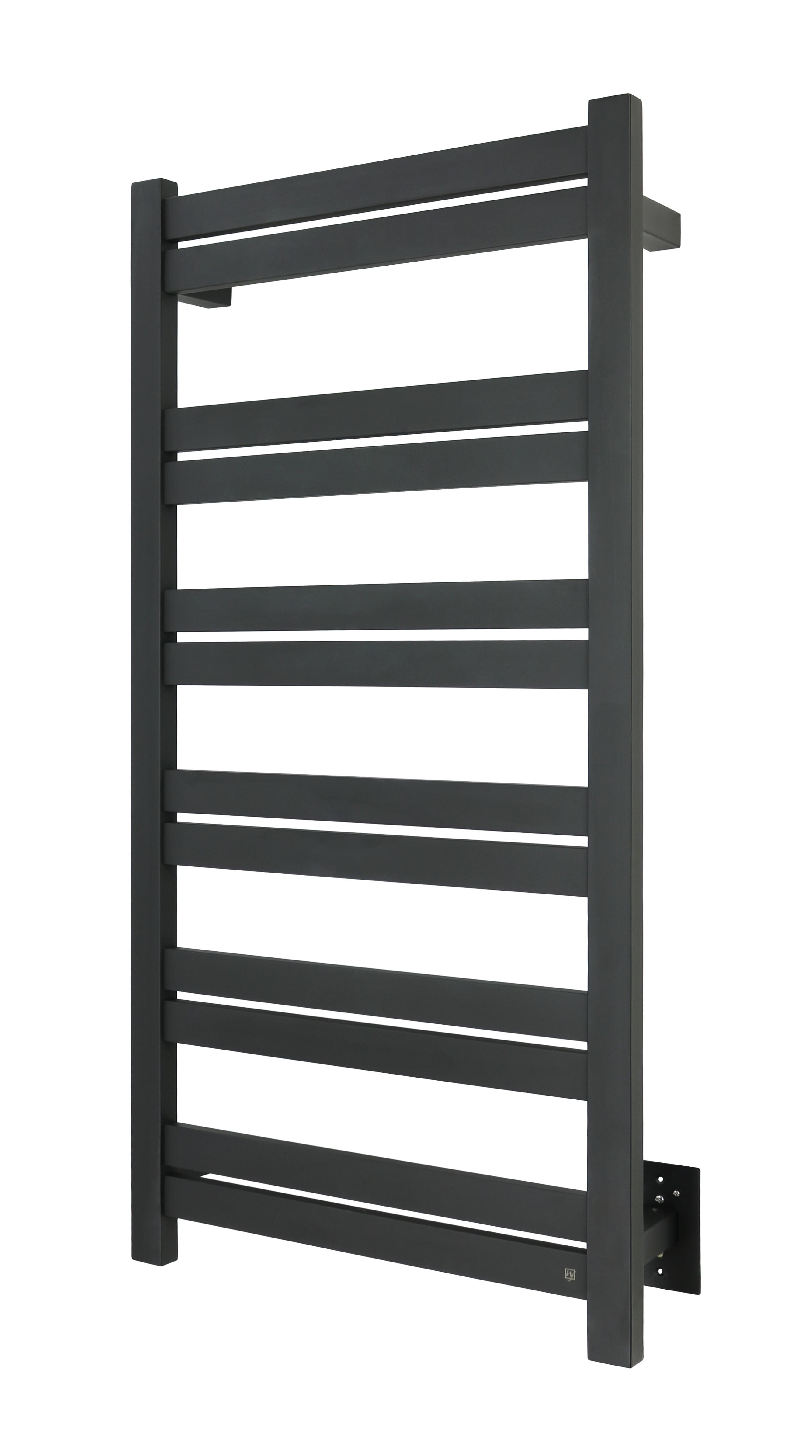 Grande 12 Electrical Wall-mounted Towel Warmer, Black, Hardwired, 12 Bars