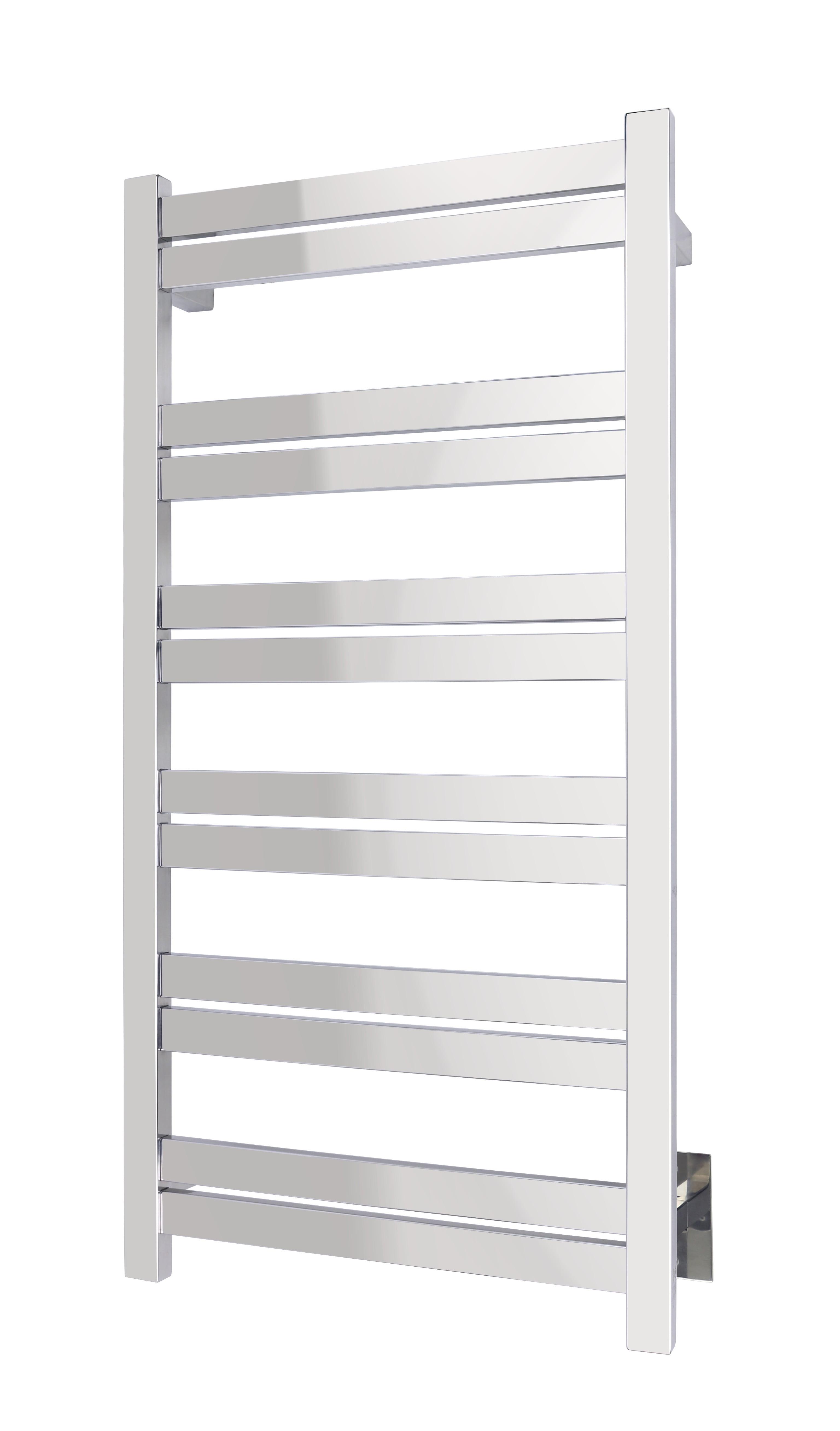 Polished Stainless Steel Wall-Mounted 12-Bar Towel Warmer