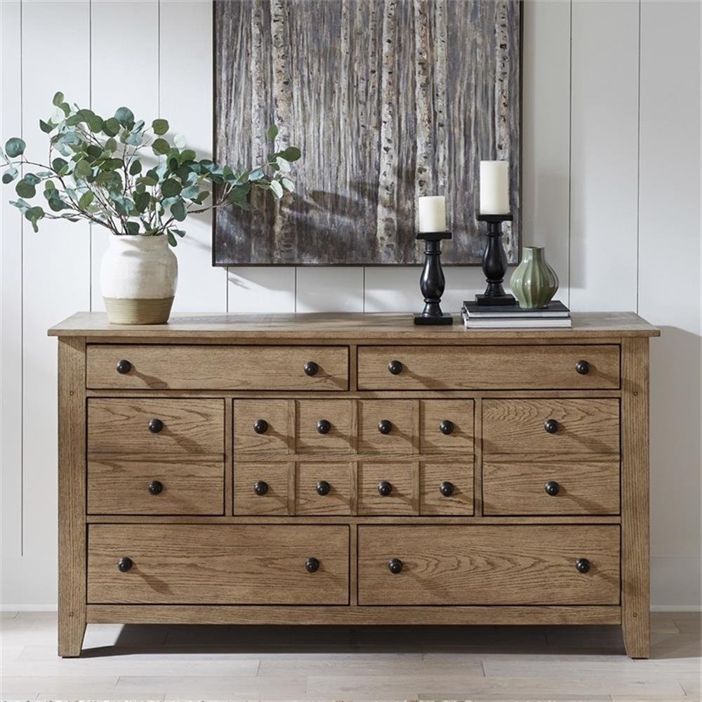 Sandstone Rustic Brown 7-Drawer Dresser with Dovetail Construction