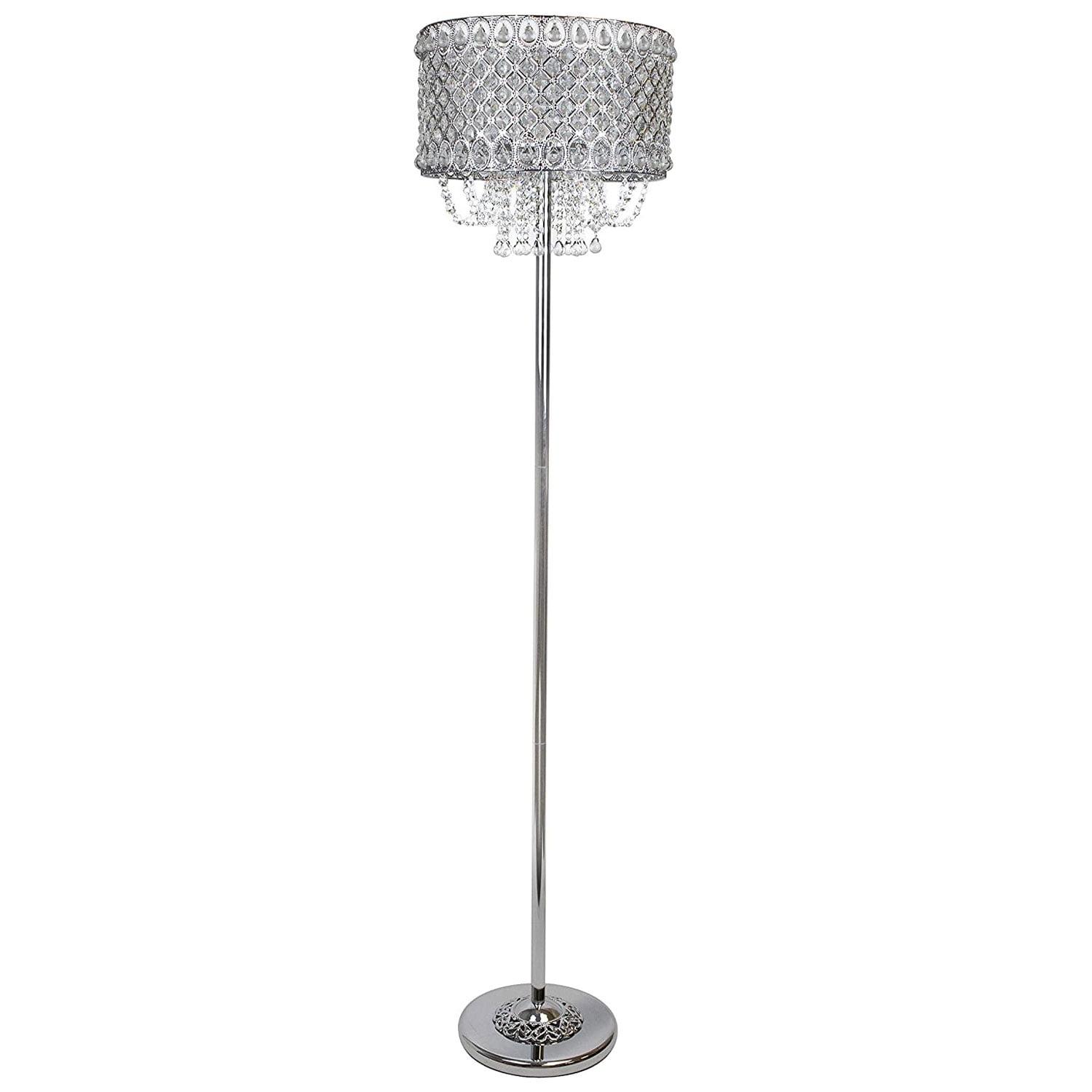 Grandview Gallery 60 Inch Tall 100W Crystal Shade Floor Lamp, Chrome