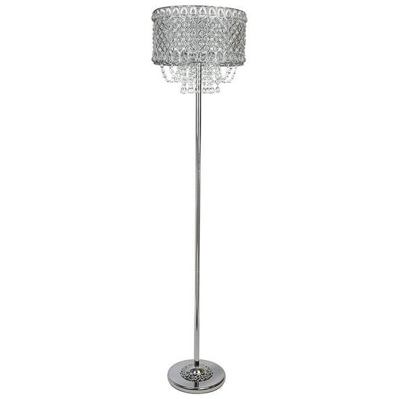 Grandview Gallery 60 Inch Tall 100W Crystal Shade Floor Lamp, Chrome