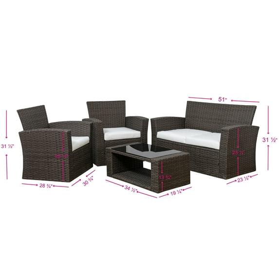 Grandview Outdoor 4-piece Brown Patio Conversation Set with Cushions Beige