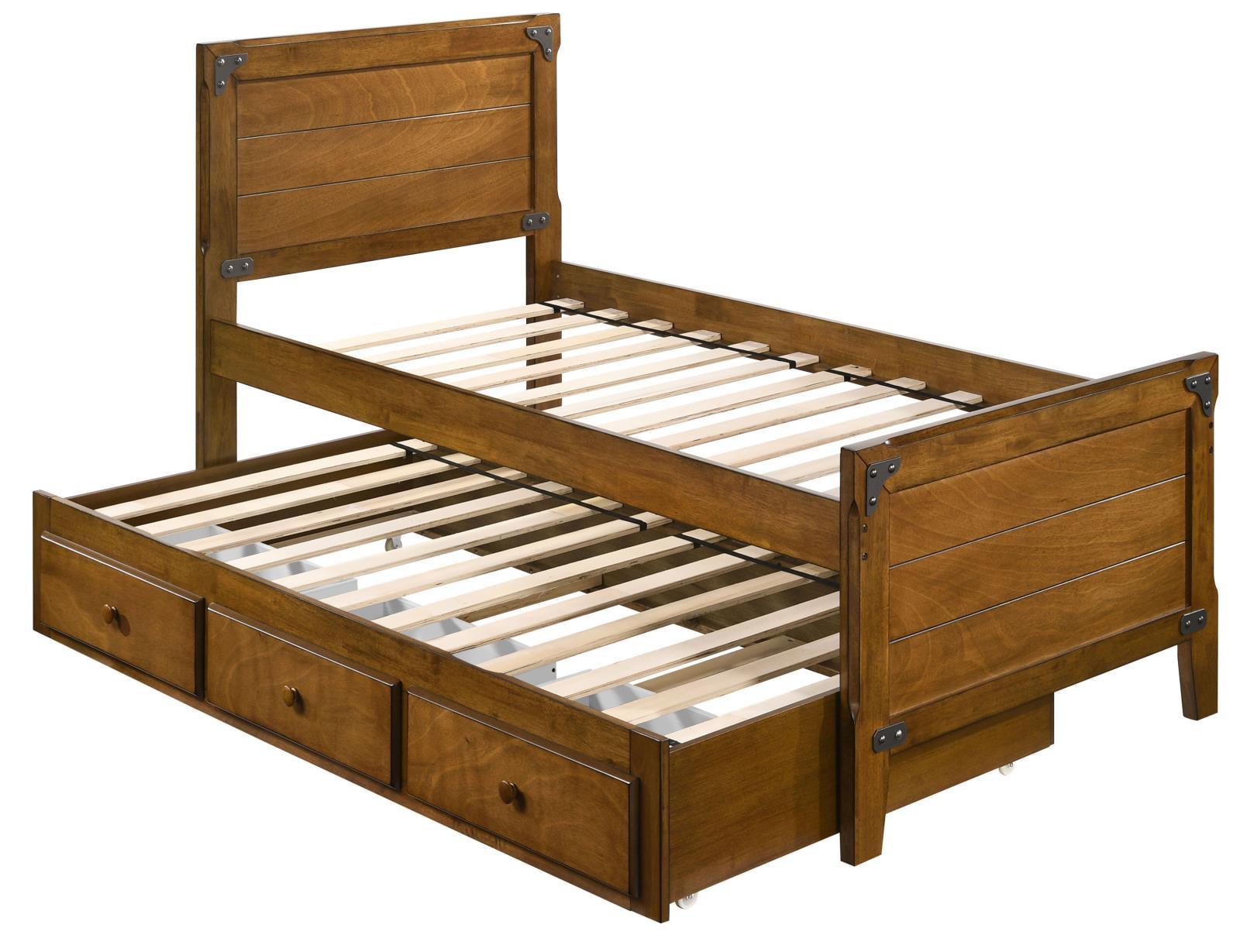 Rustic Honey Twin Captain's Bed with Trundle and Drawers