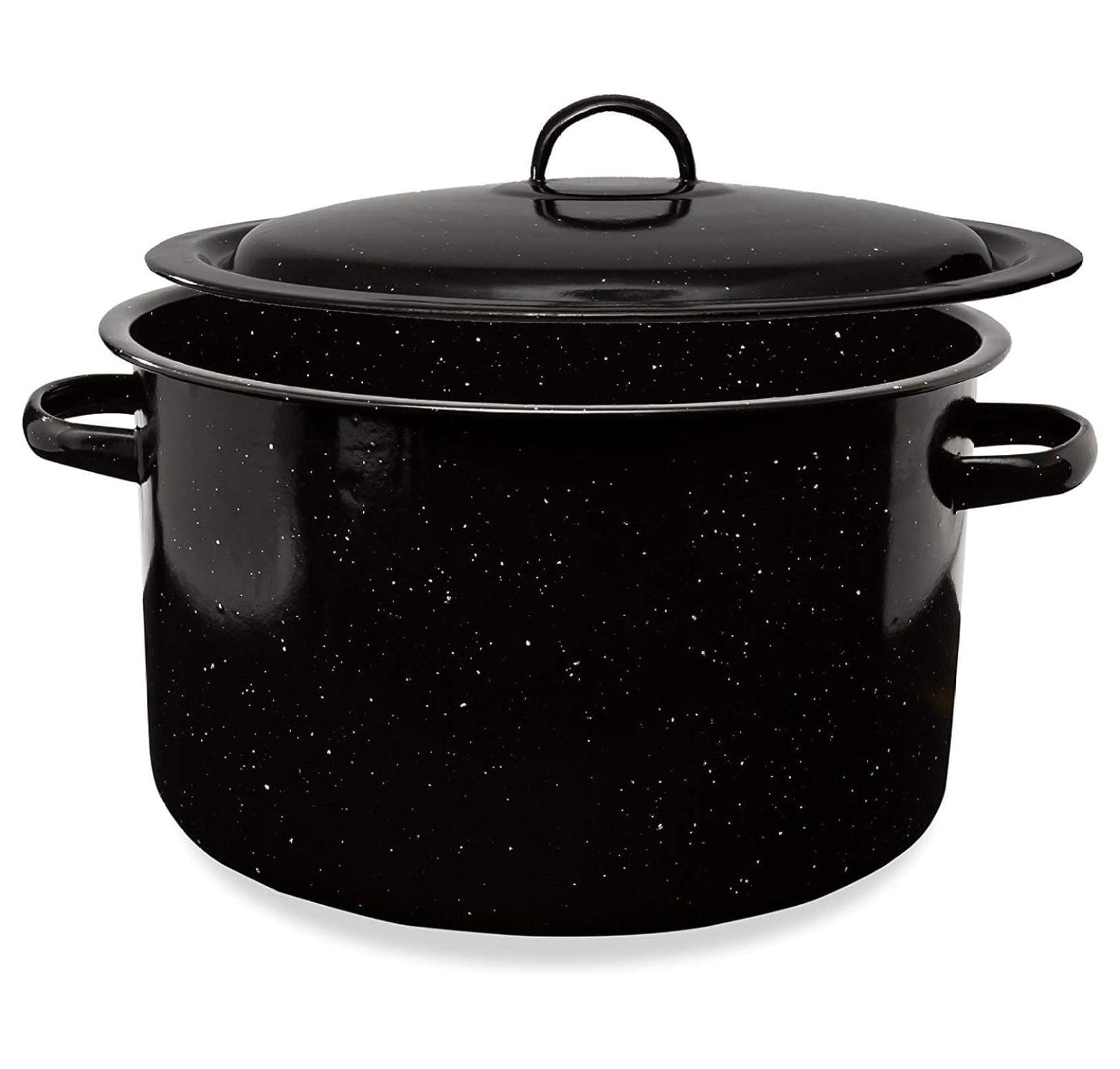 Granite 12 Qt Black Speckled Enamel Stockpot with Lid