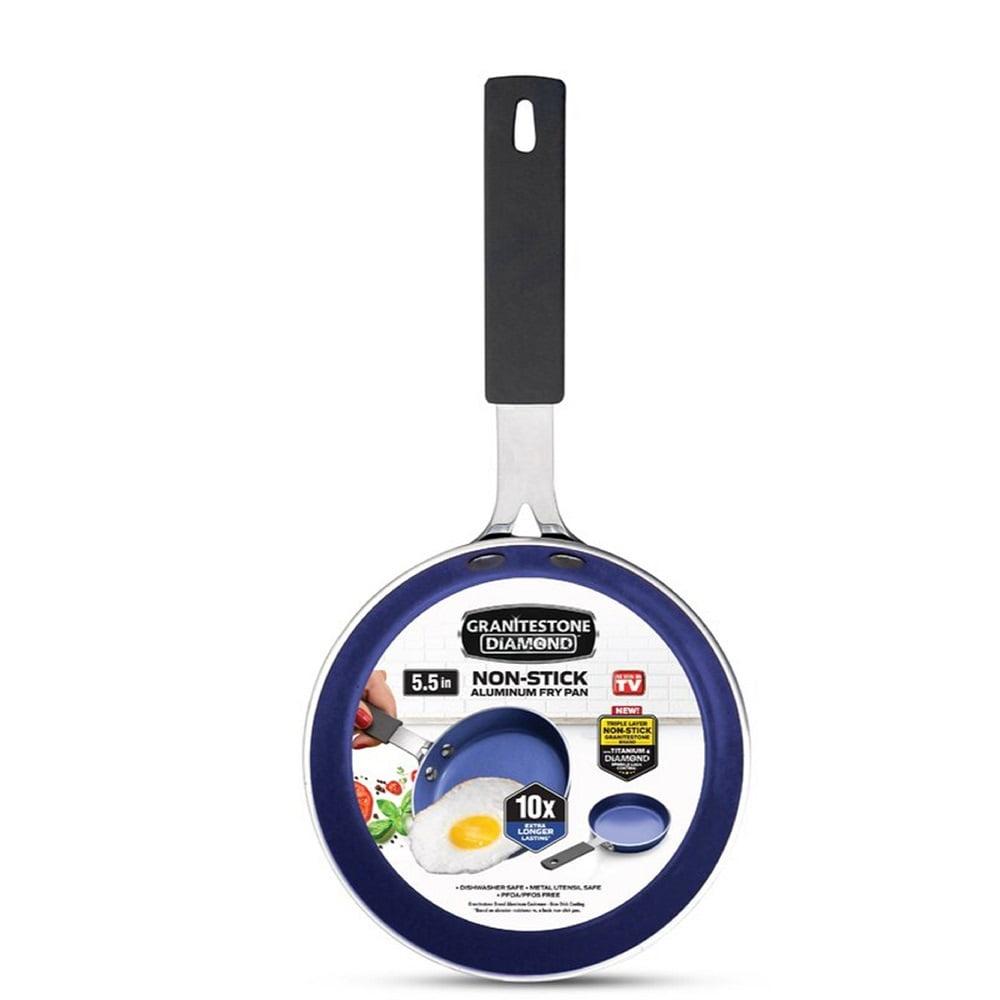 Granitestone Blue 5.5'' Nonstick Egg Pan with Rubber Grip Handle