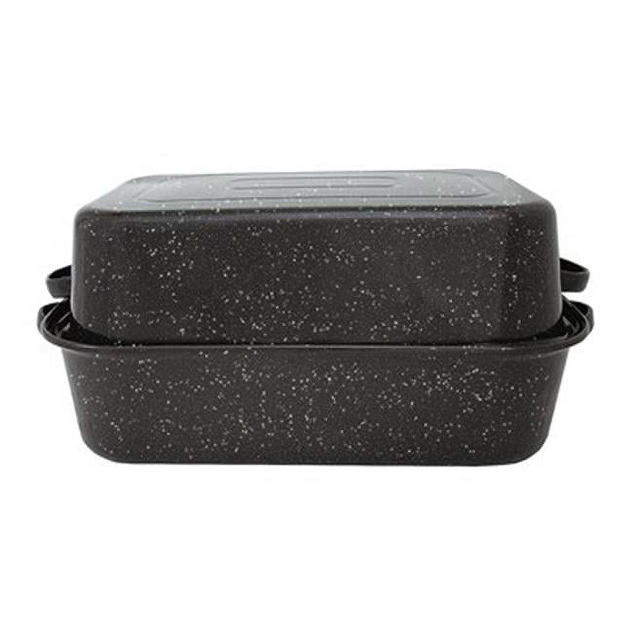 Speckled Black 21" Covered Non-Stick Rectangular Roaster with Handles