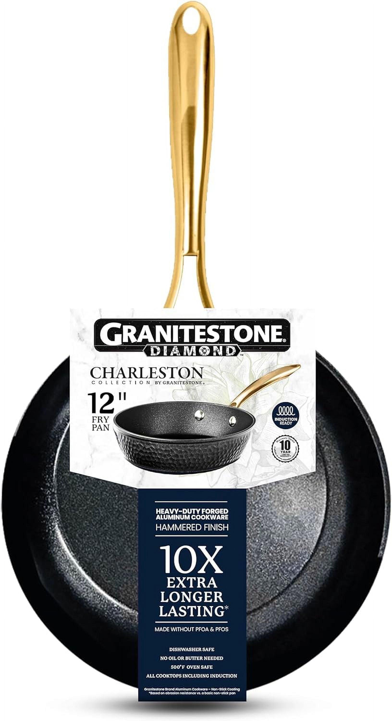 Granitestone Charleston Collection Hammered 12'' Black Aluminum Nonstick Fry Pan