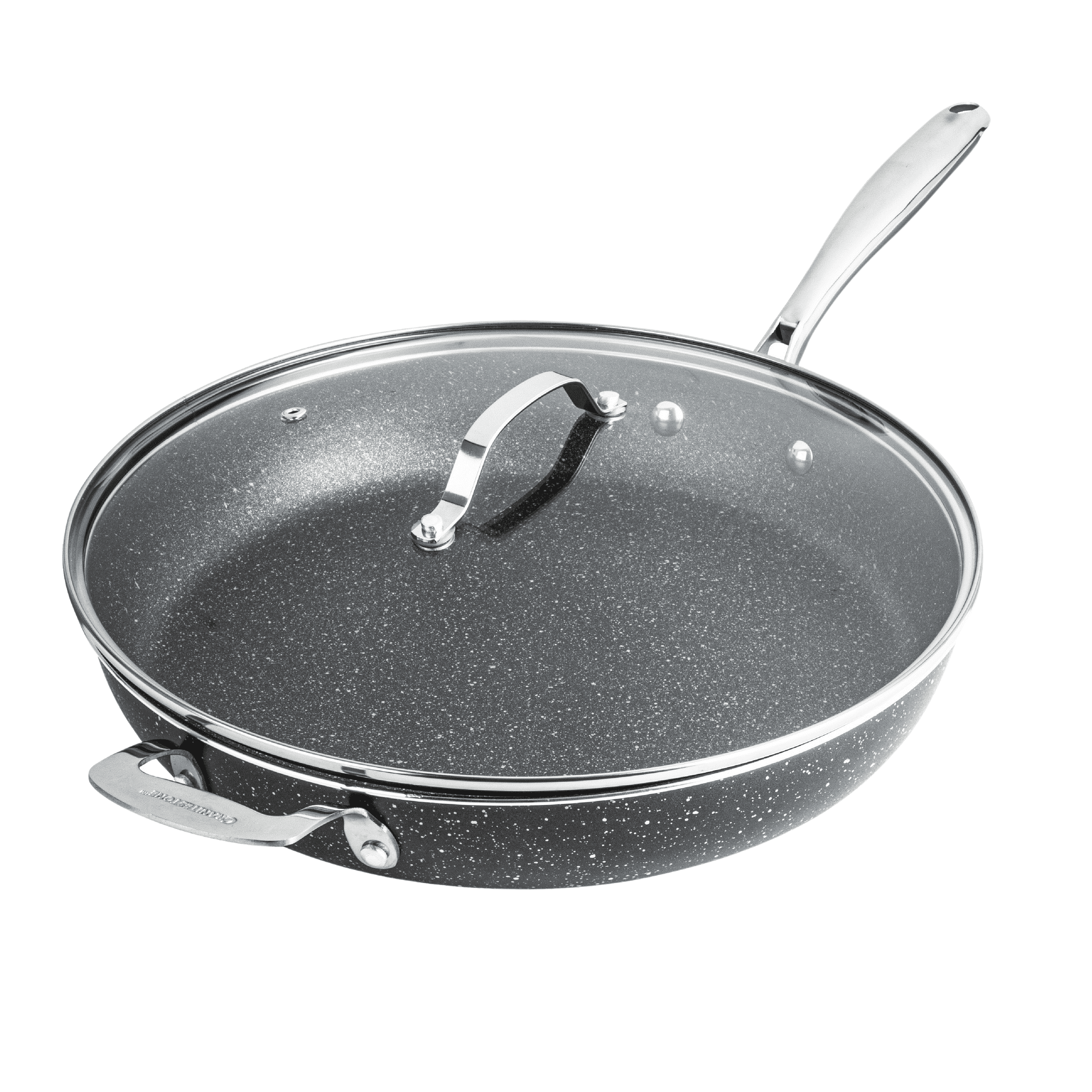 Granitestone 14" Black Nonstick Aluminum Fry Pan with Lid