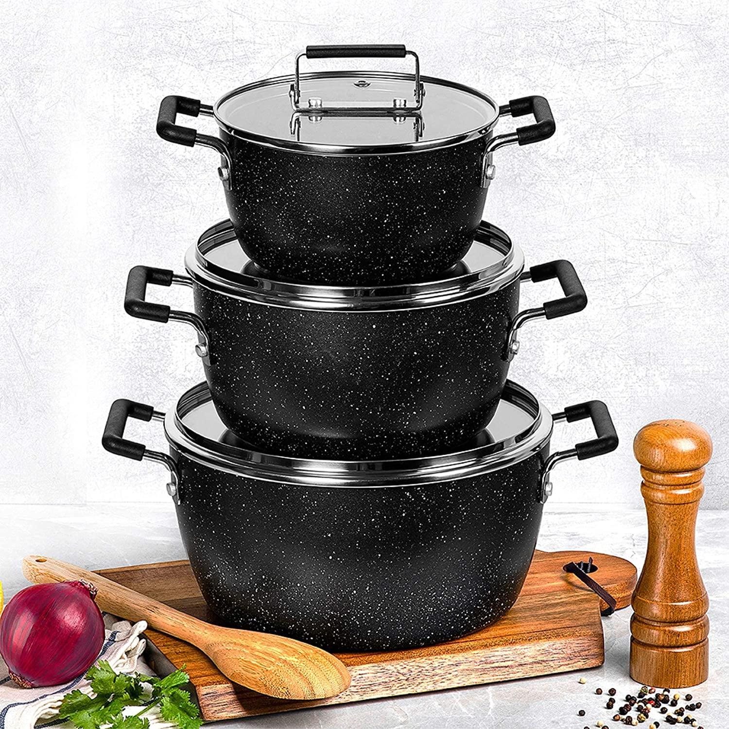 Granitestone Granitestone 6 Piece Stackable Nonstick Nesting Pots with Lids, Dishwasher Safe