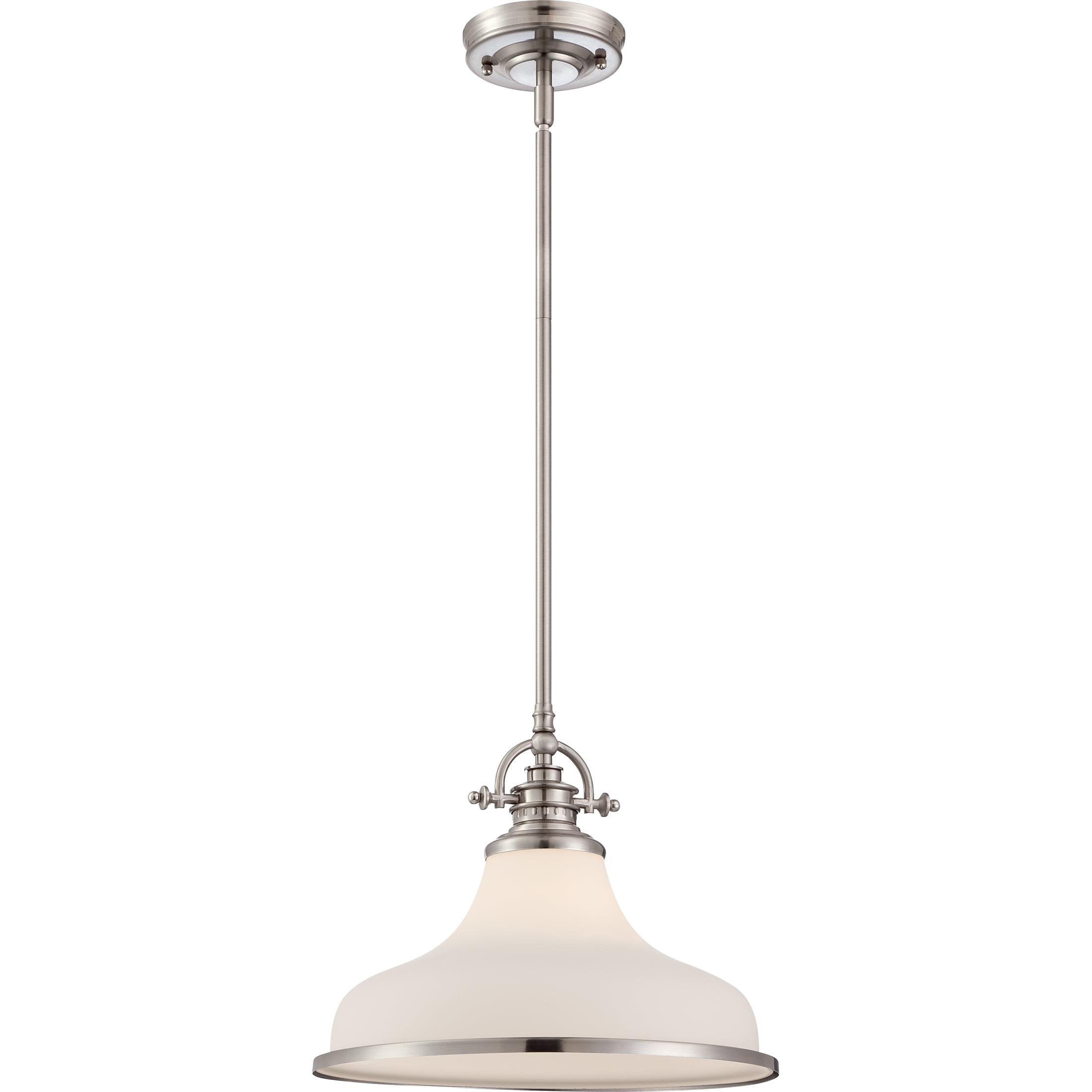 Mini Grant Brushed Nickel Pendant with Opal Etched Glass Shade