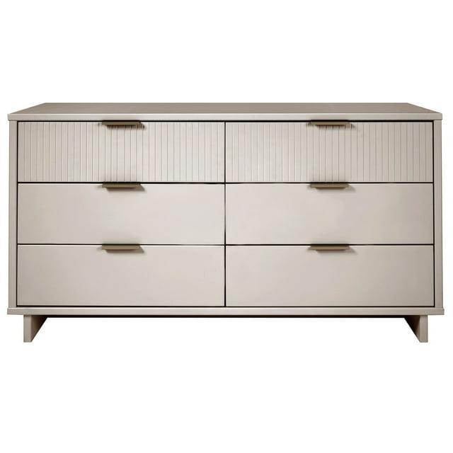 Manhattan Comfort Granville Modern 6 Drawer Double Wide Dresser Light Gray : Wood Frame, Spot Clean, Assembly Required