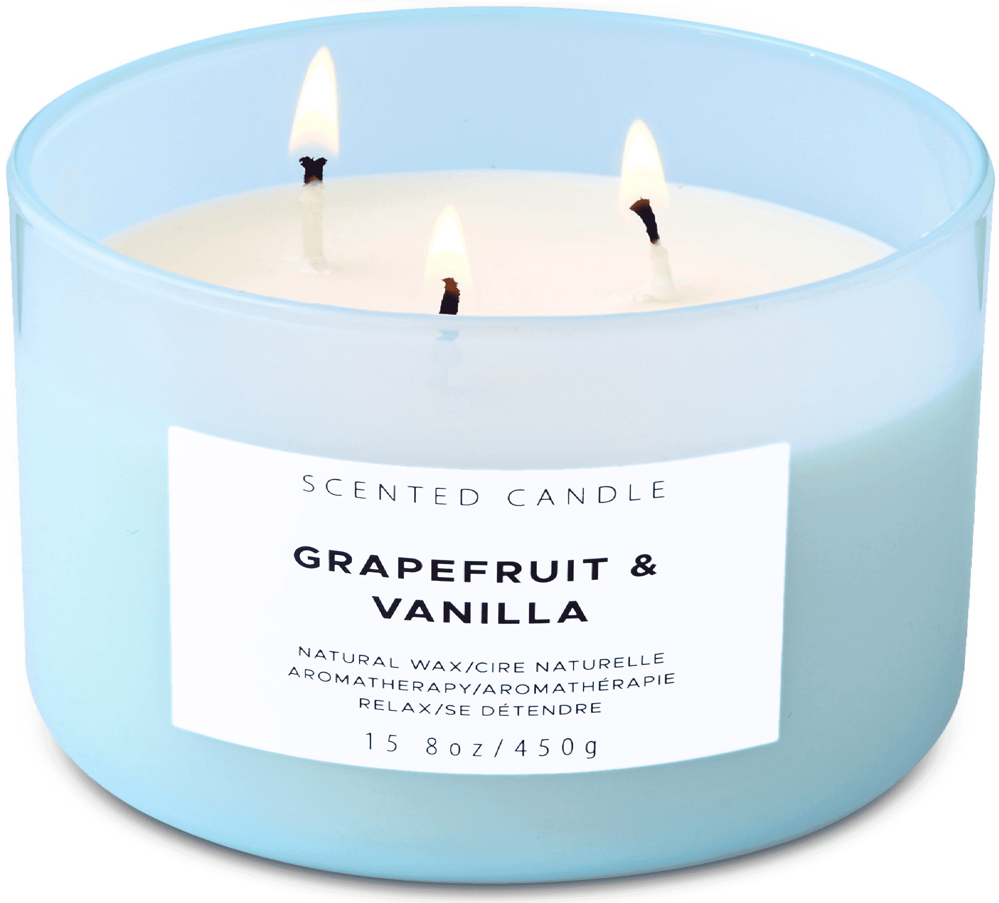 Grapefruit Vanilla Aromatherapy Candle 3 Wick Large Soy Scented Candles for Men and Women 15.8 Oz