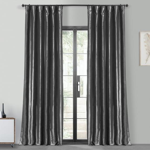 Graphite Blackout Faux Silk Taffeta Curtain (1 Panel), Graphite, 50W X 108L