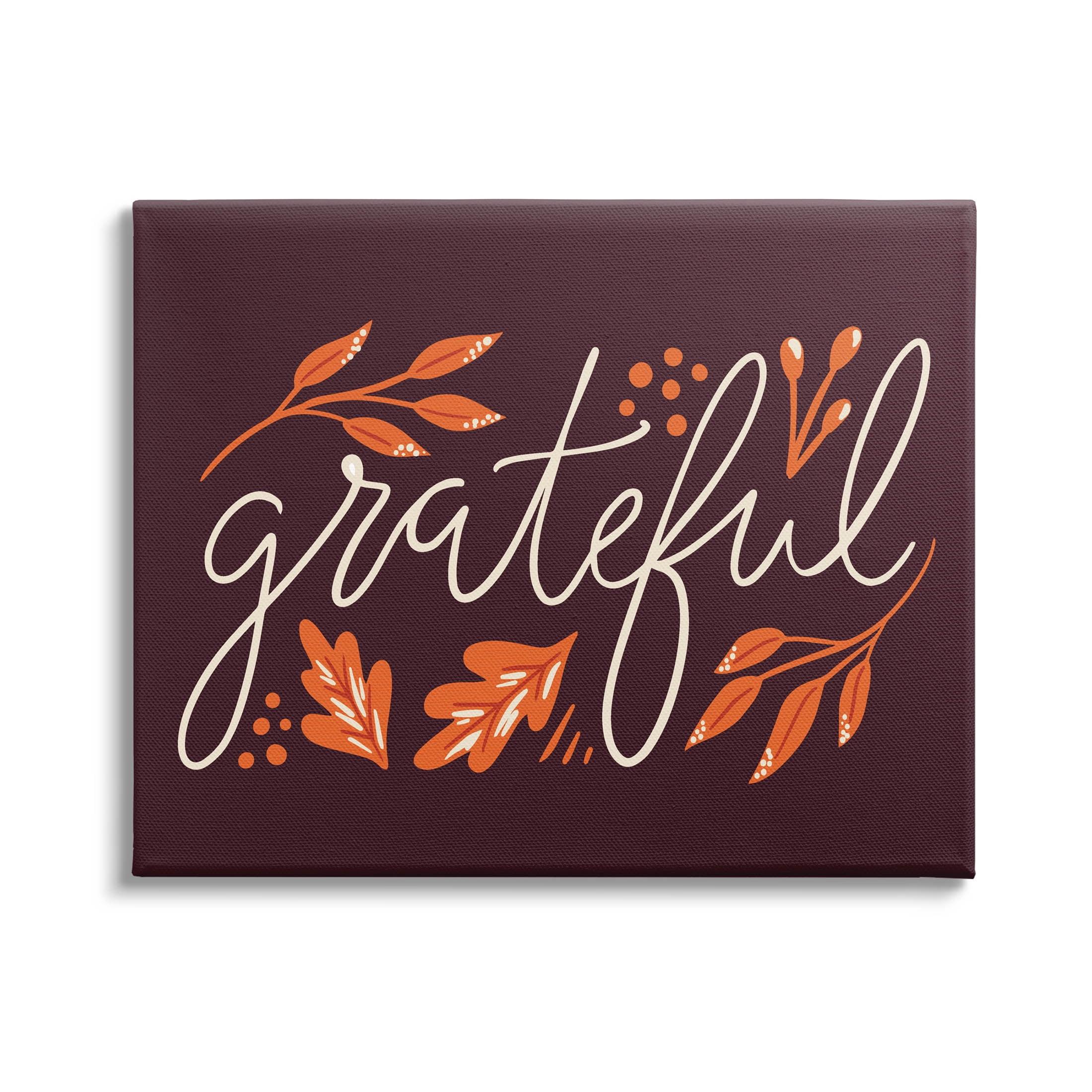 Stupell Industries " Grateful Autumnal Leaves Phrase "