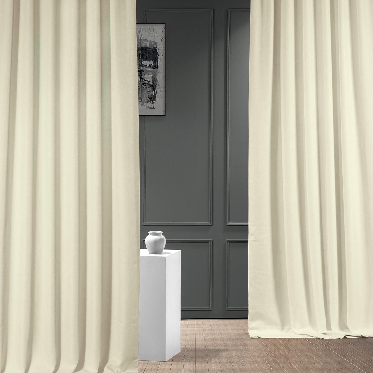 Half Price Drapes Gravity Ivory Italian Faux Linen Room Darkening Curtains (1 Panel), 50W X 108L