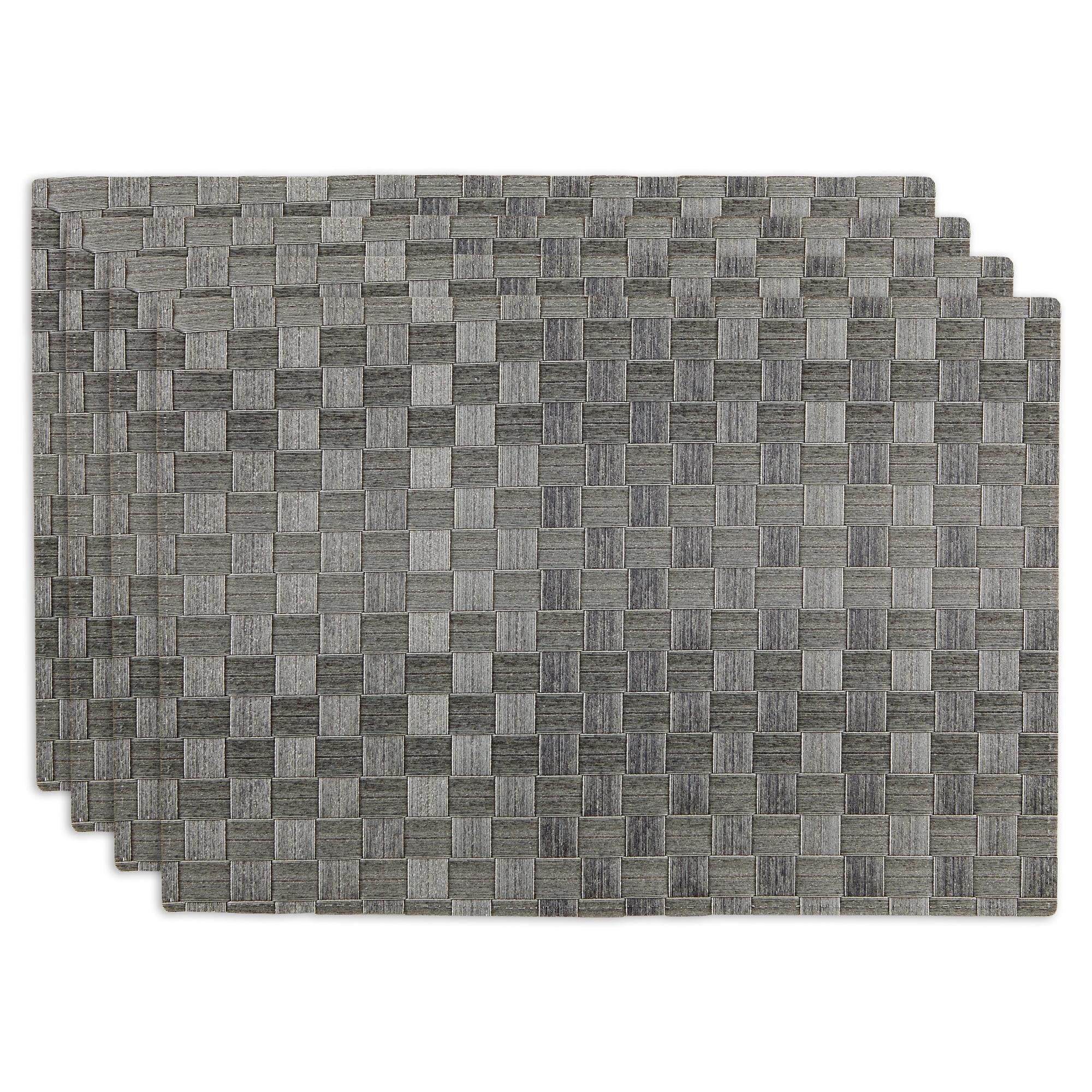 Gray Basketweave Rectangle Woven Placemat (Set of 4)