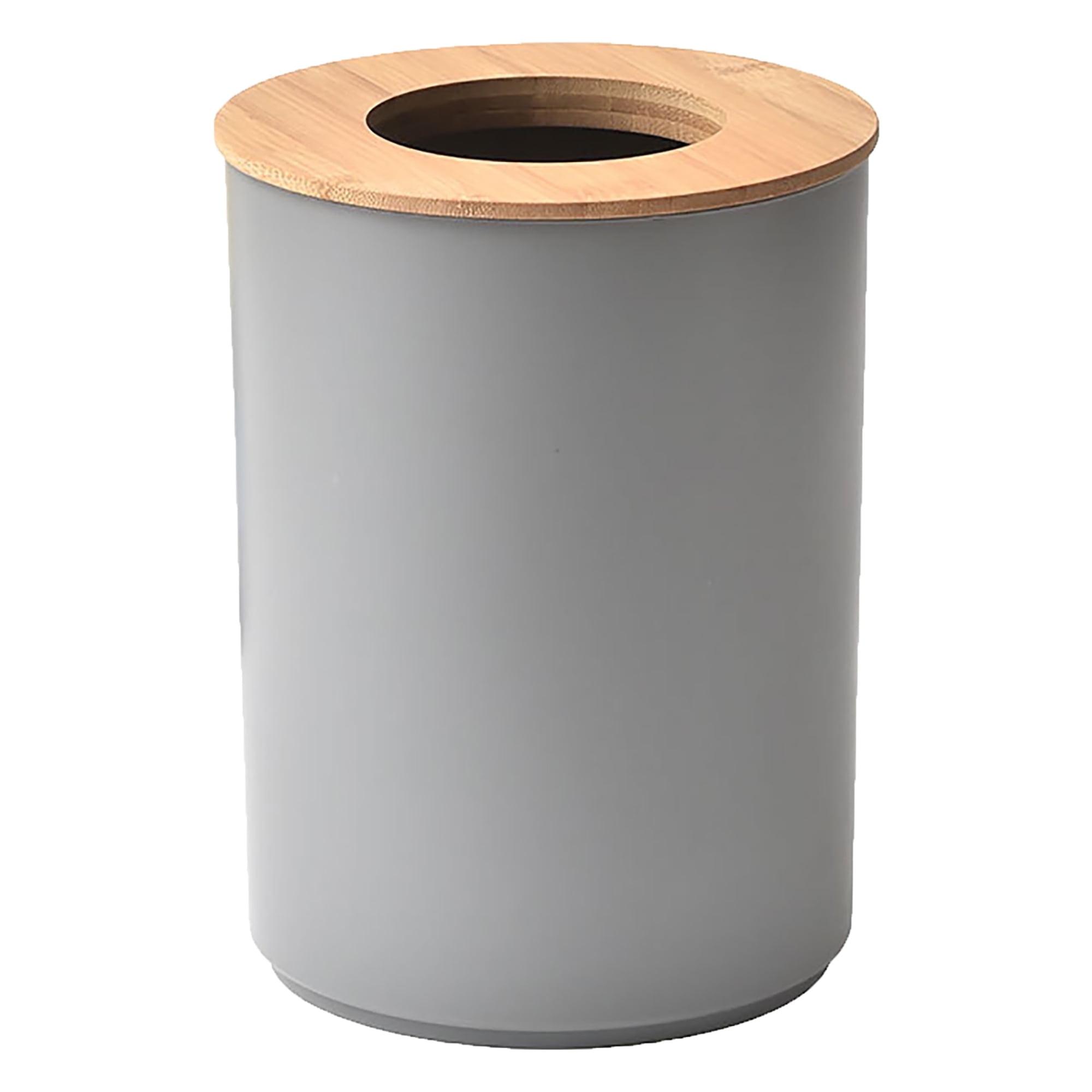 Evideco French Home Goods Bathroom Trash Can Padang Bamboo Top 1.3 Gal