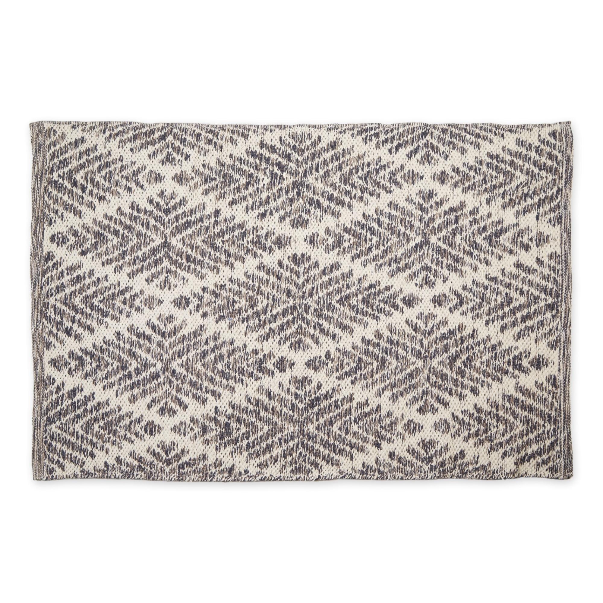 Gray Diamond Flat Woven Cotton Reversible Rug 2x3-ft