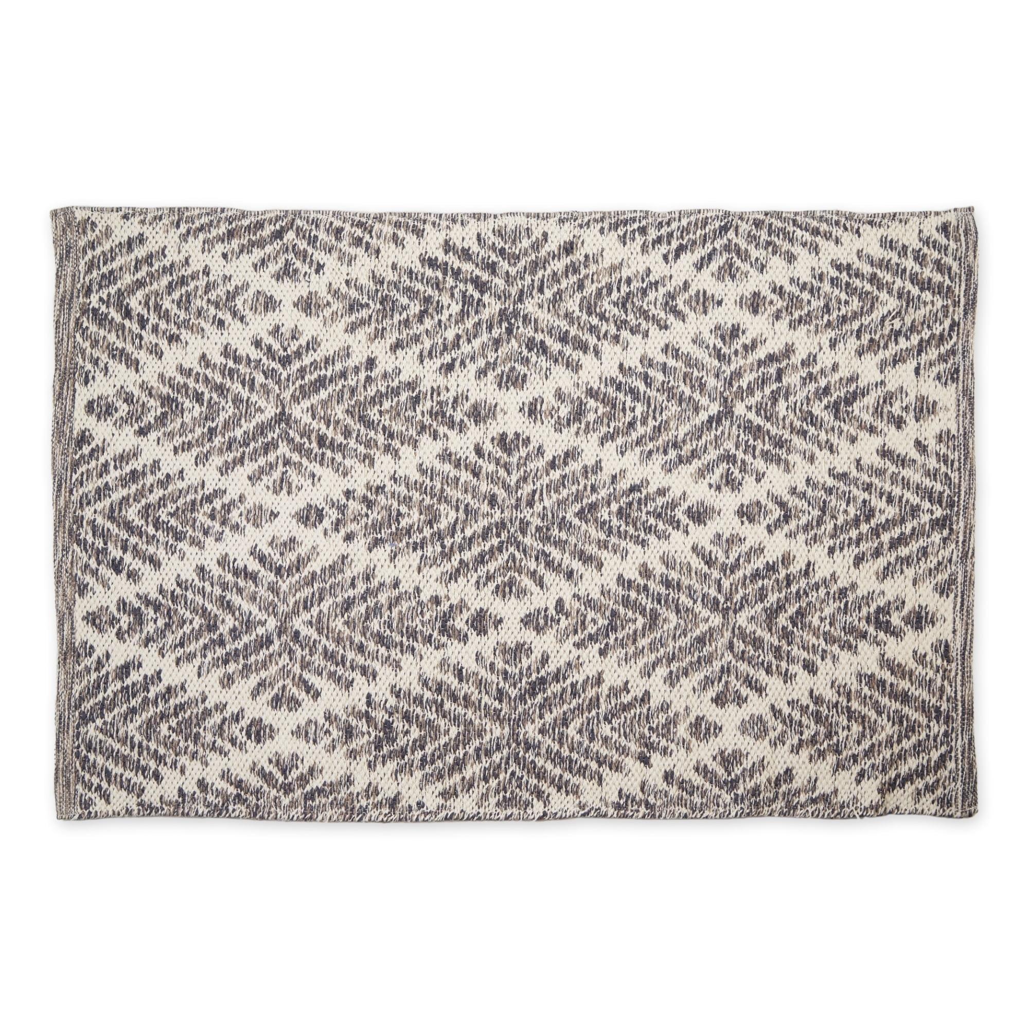 Gray Diamond Flat Woven Cotton Reversible Rug 2x3-ft