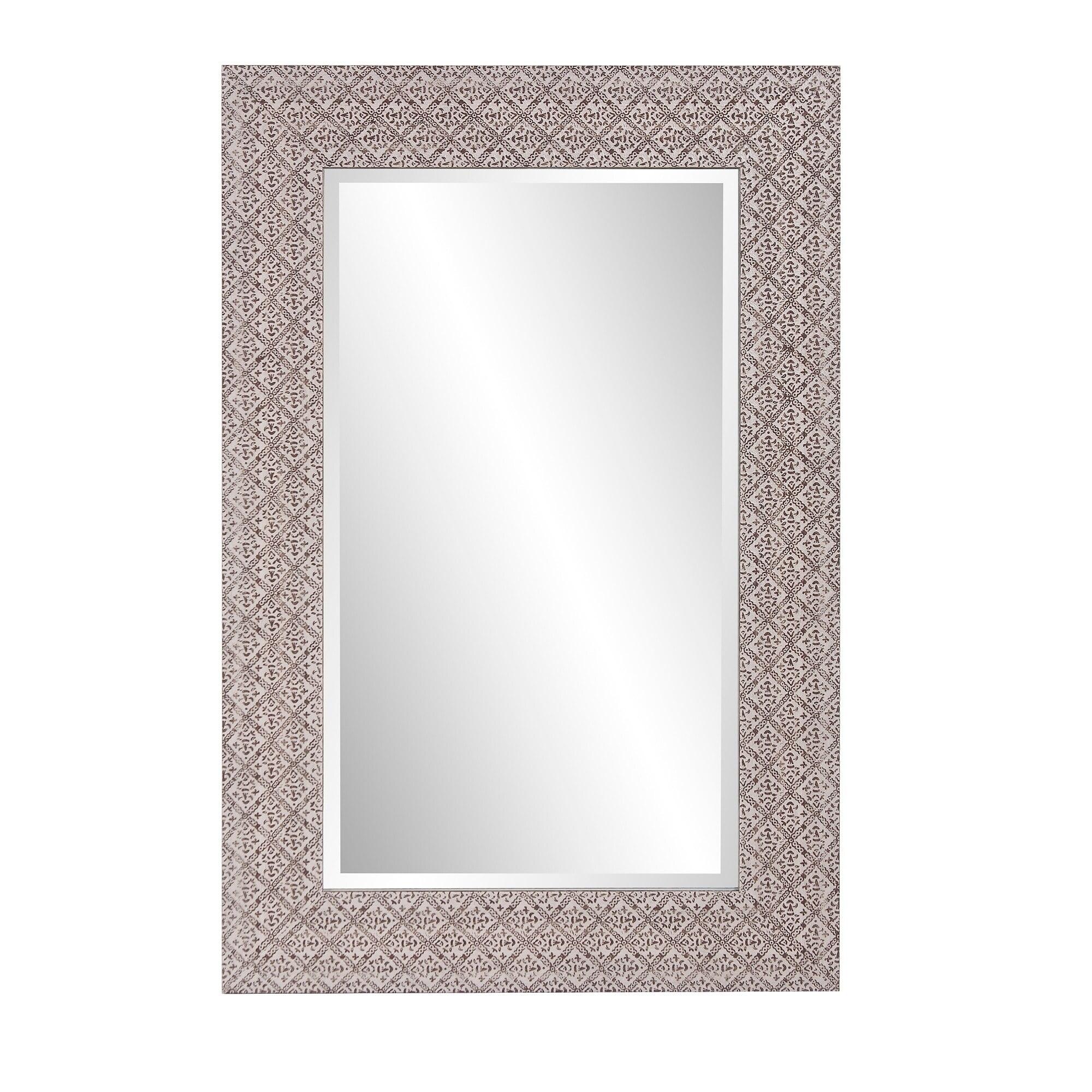 Gold Embossed Wood Rectangular Wall Mirror 35" x 23"