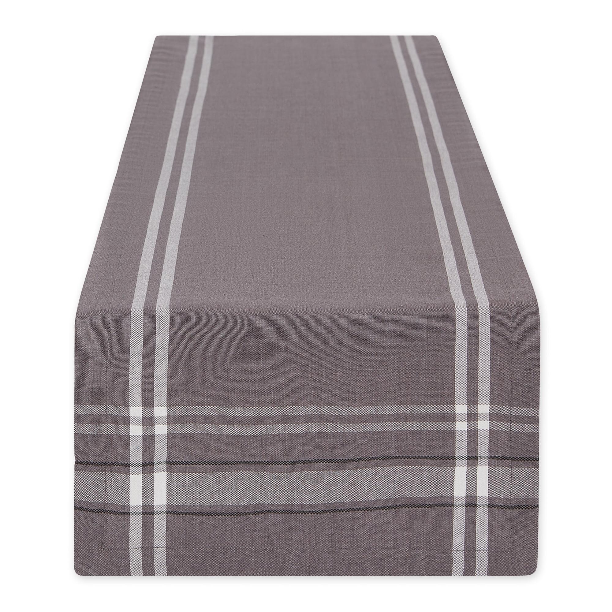 Design Imports  French Stripe Table Runner, Gray Chambray, 14X72"