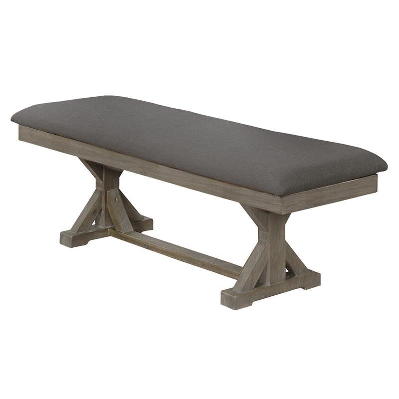 Gray Upholstered Wood Frame Dining Bench, 60"