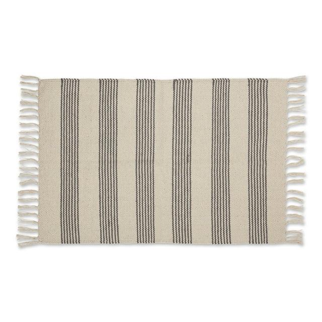 Gray Ticking Stripe Hand-Loomed Rug 2x3 Ft