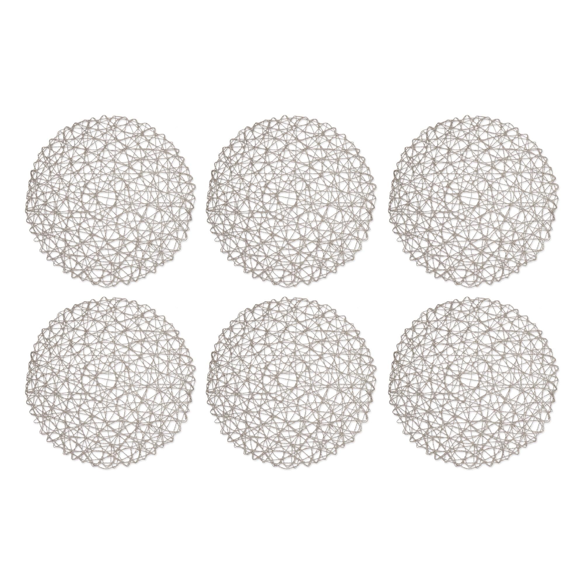 Gray Woven Paper Round Placemat (Set of 6)