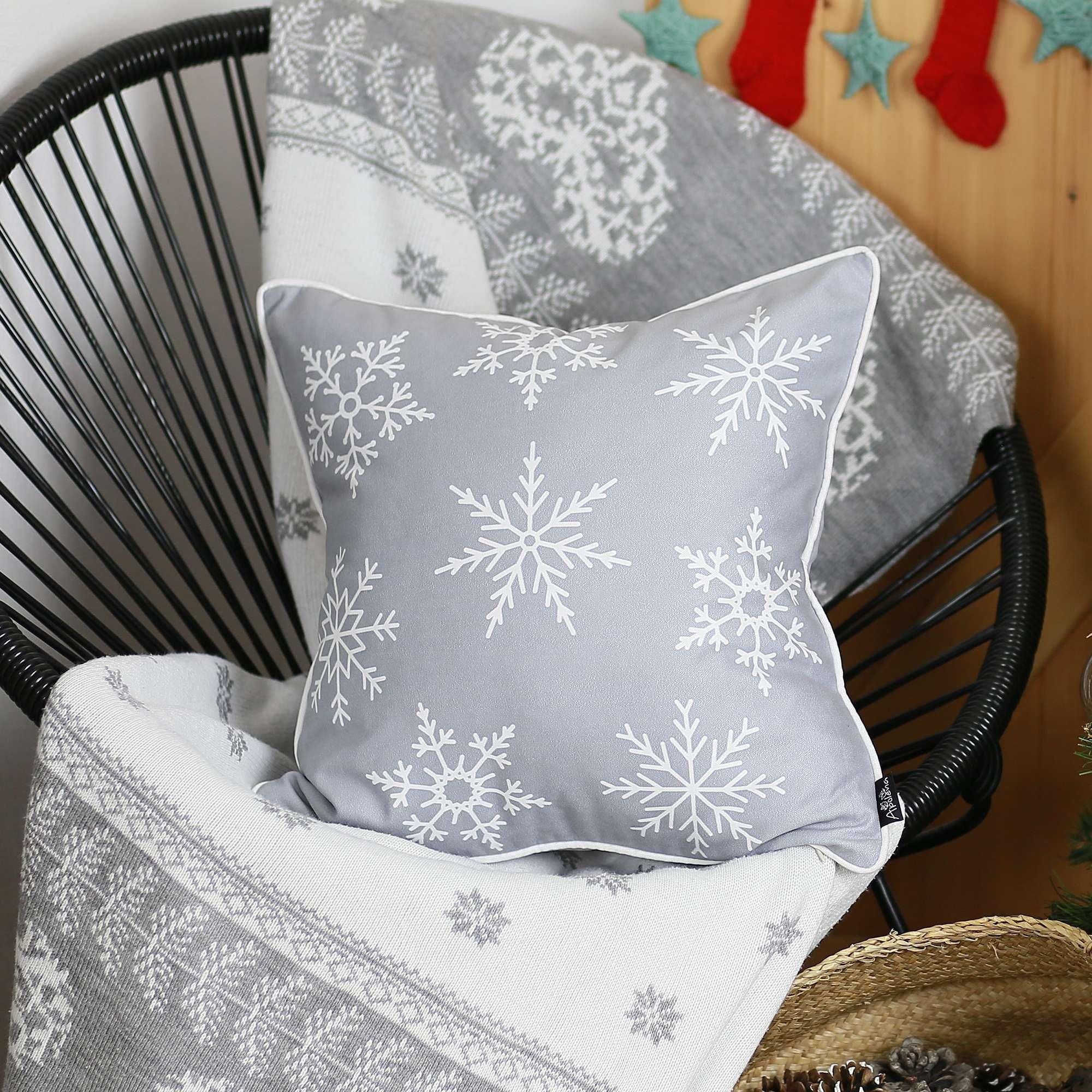 Gray And White Snowflakes Throw Pillow