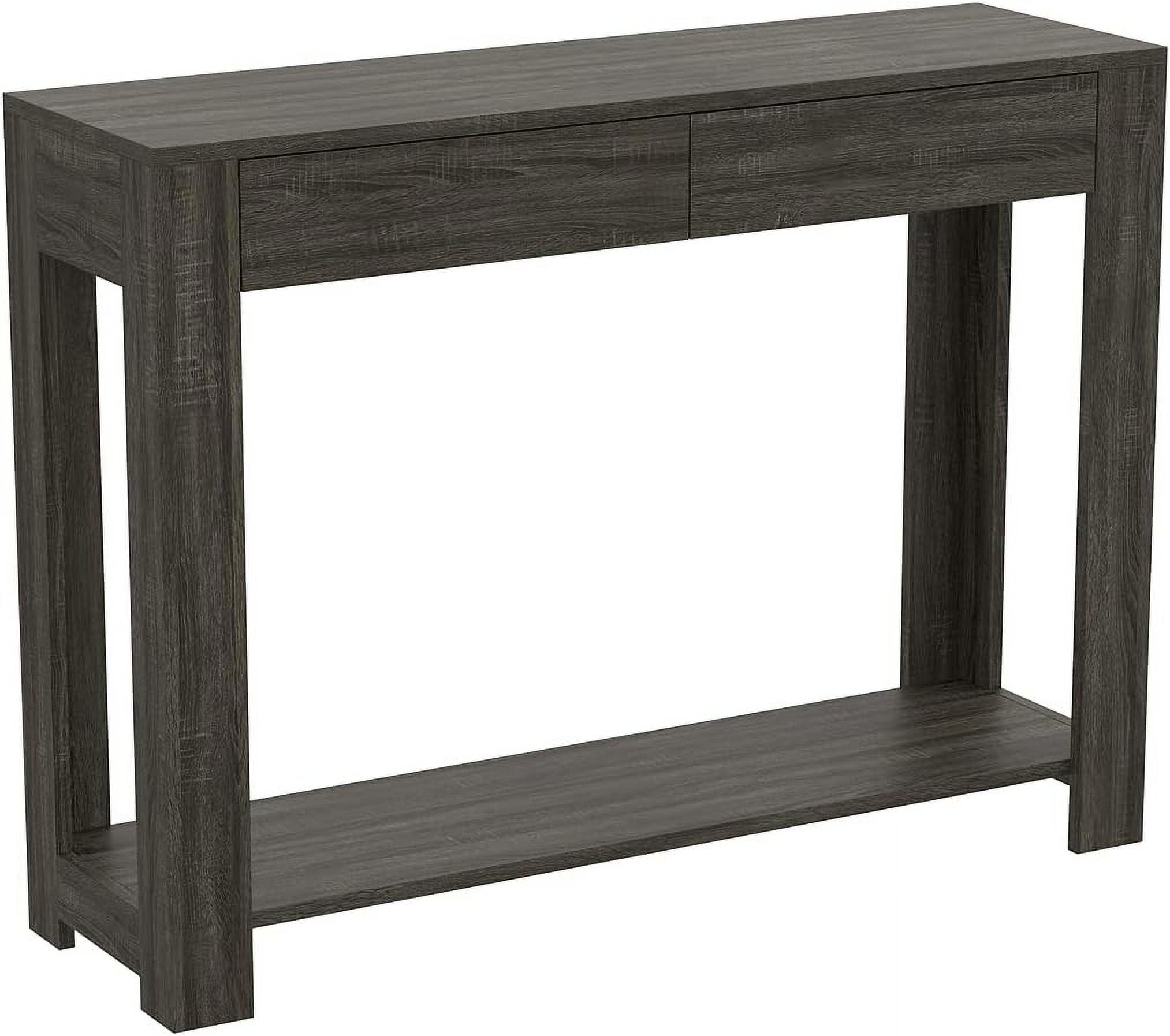 40" L 2-Drawers 1-Shelf Console Table in Dark Gray Wood