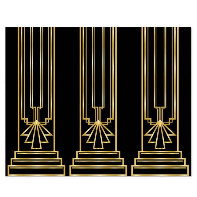 Beistle Great 20s Wall Backdrop, Decorative Wall Covering for Roaring Twenties Parties, Art Deco-Themed Photo Booths, Jazz Night Celebrations, Speakeasy Events, Vintage Decorations, 4' x 30'