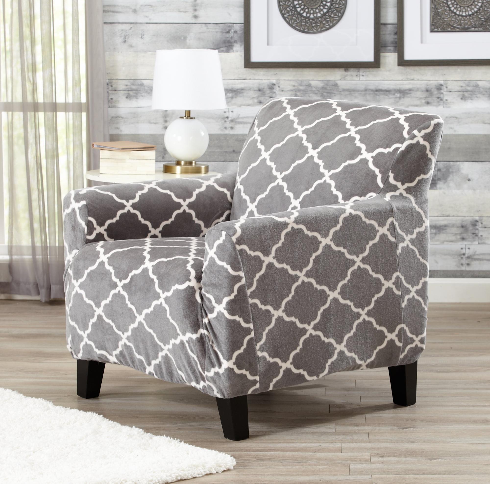 Lux Velvet Plush Grey Armchair Stretch Slipcover